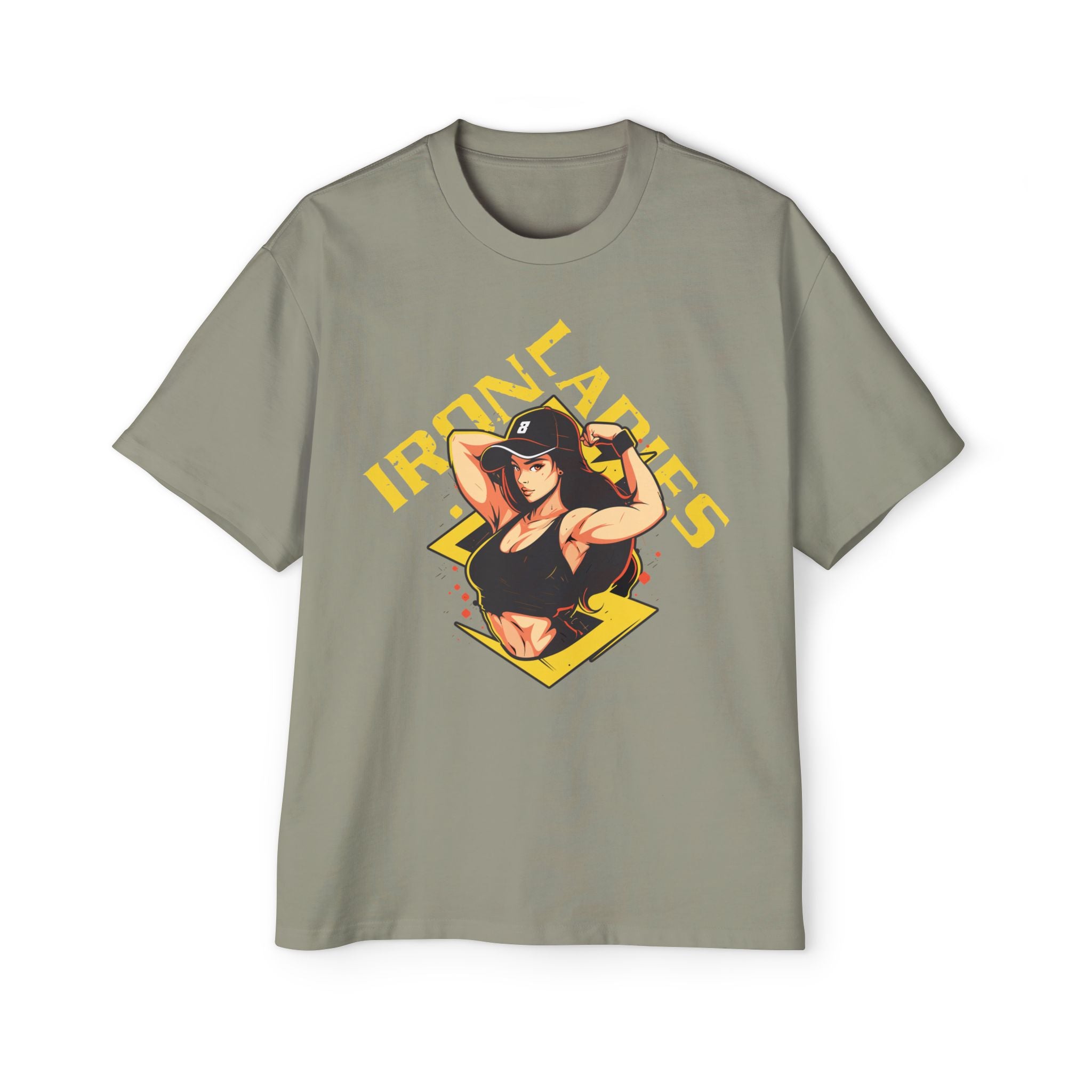 Iron Ladies Oversized Tee - Empowering Graphic Shirt for Fitness Enthusiasts