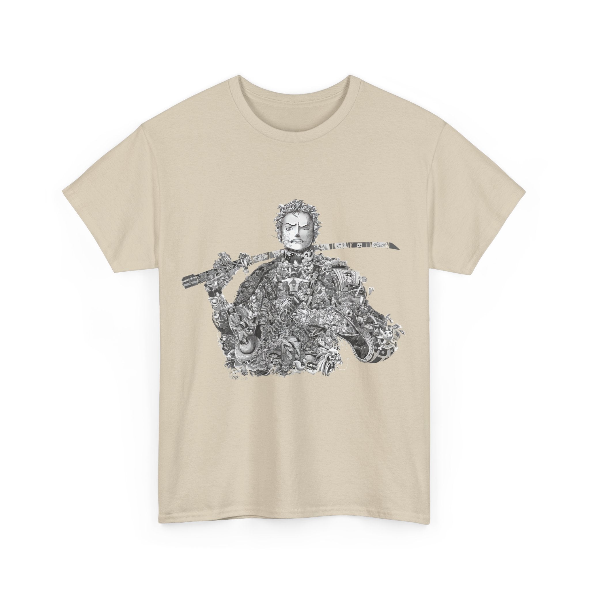 Unisex Heavy Cotton Tee - Artistic Samurai Design, Casual Streetwear for Anime Fans