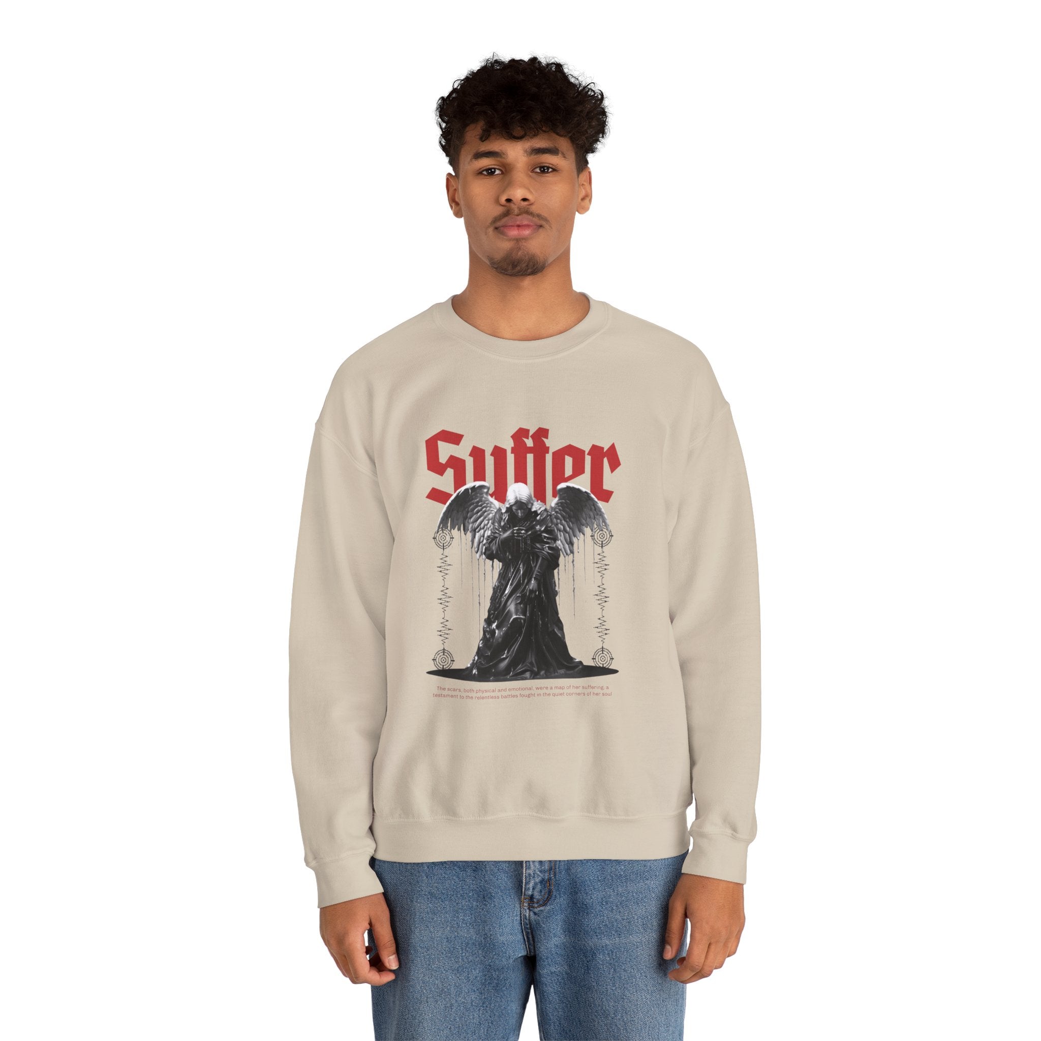 Suffer Unisex Heavy Blend Crewneck Sweatshirt - Bold Graphic Design for Gothic Style Lovers