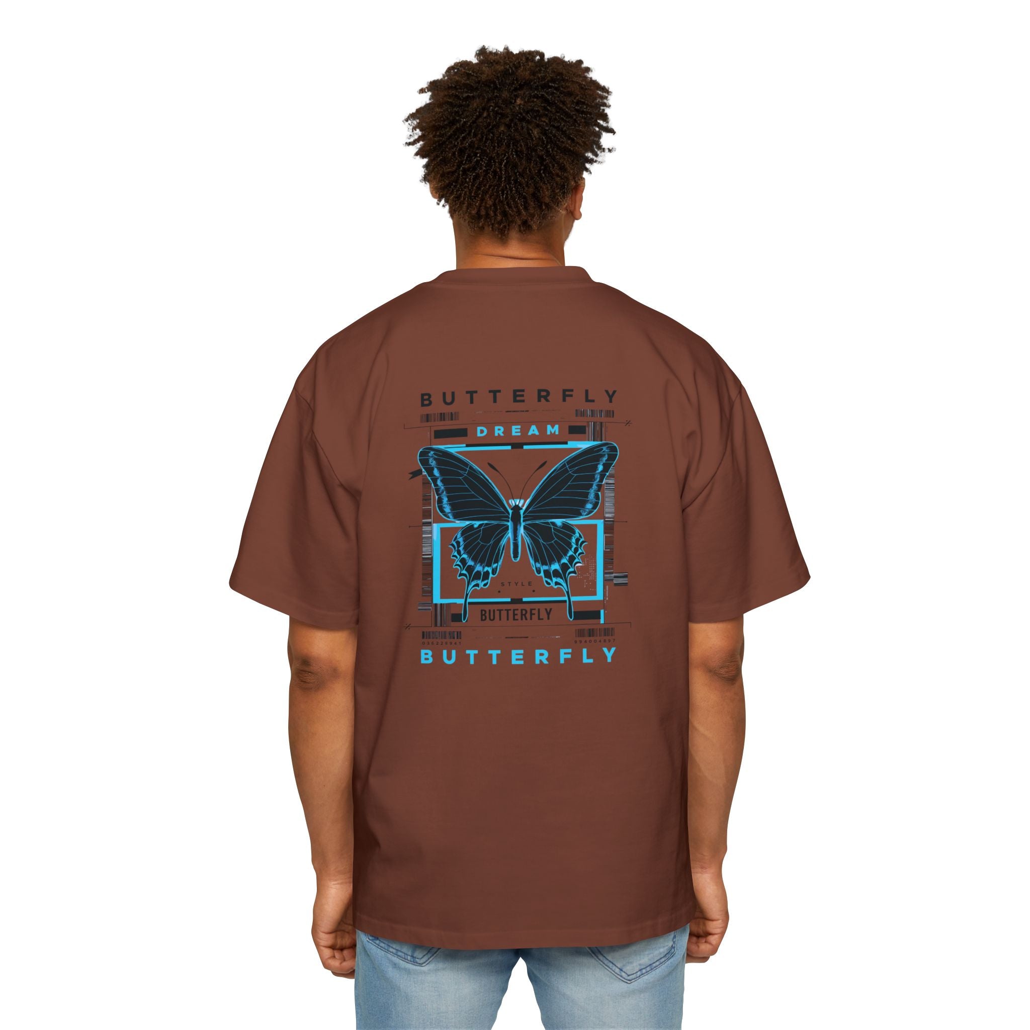 Dream Butterfly Heavy Oversized Tee - Artistic Graphic T-Shirt for Nature Lovers