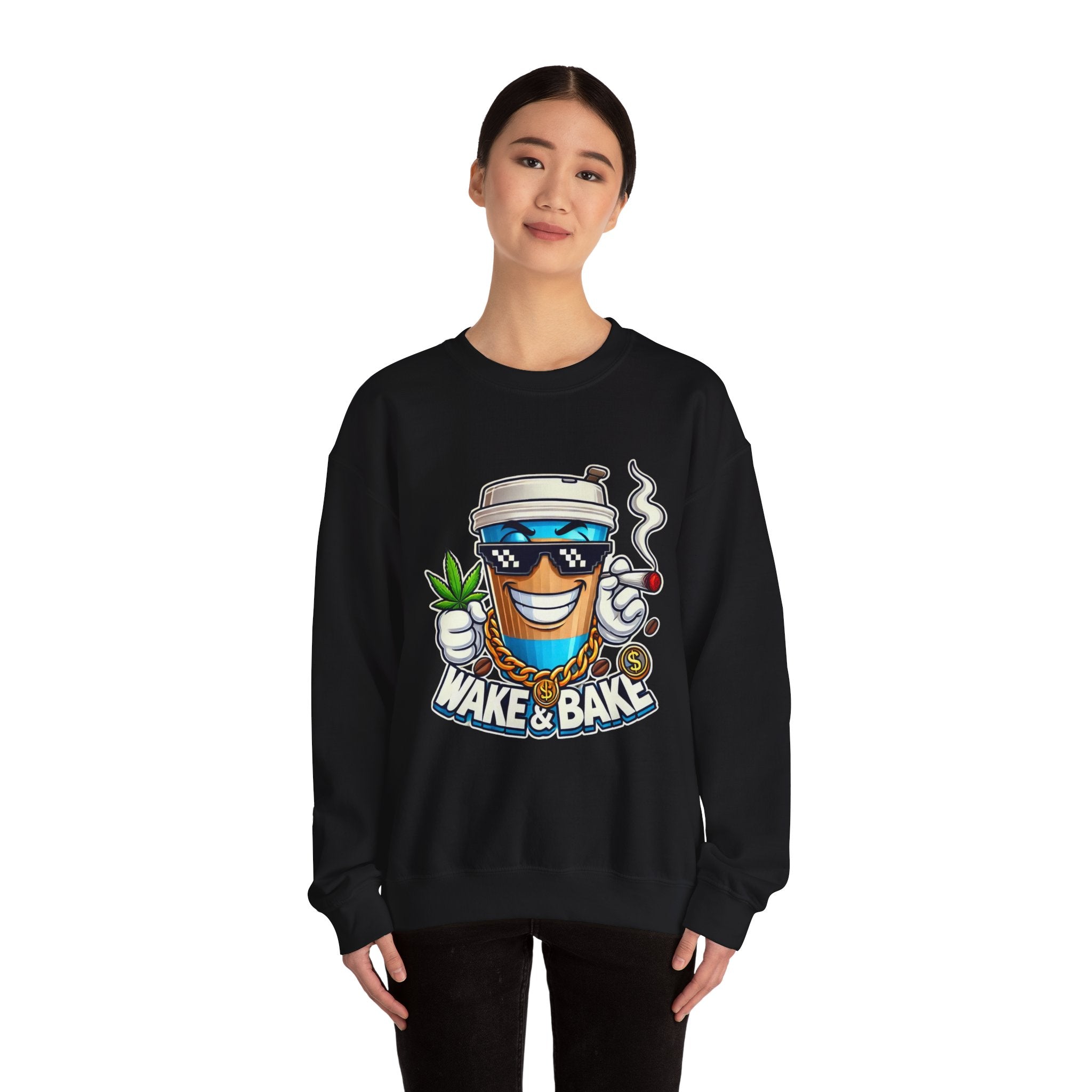Wake & Bake Unisex Heavy Blend™ Crewneck Sweatshirt - Perfect for Cozy Days & Cannabis Enthusiasts