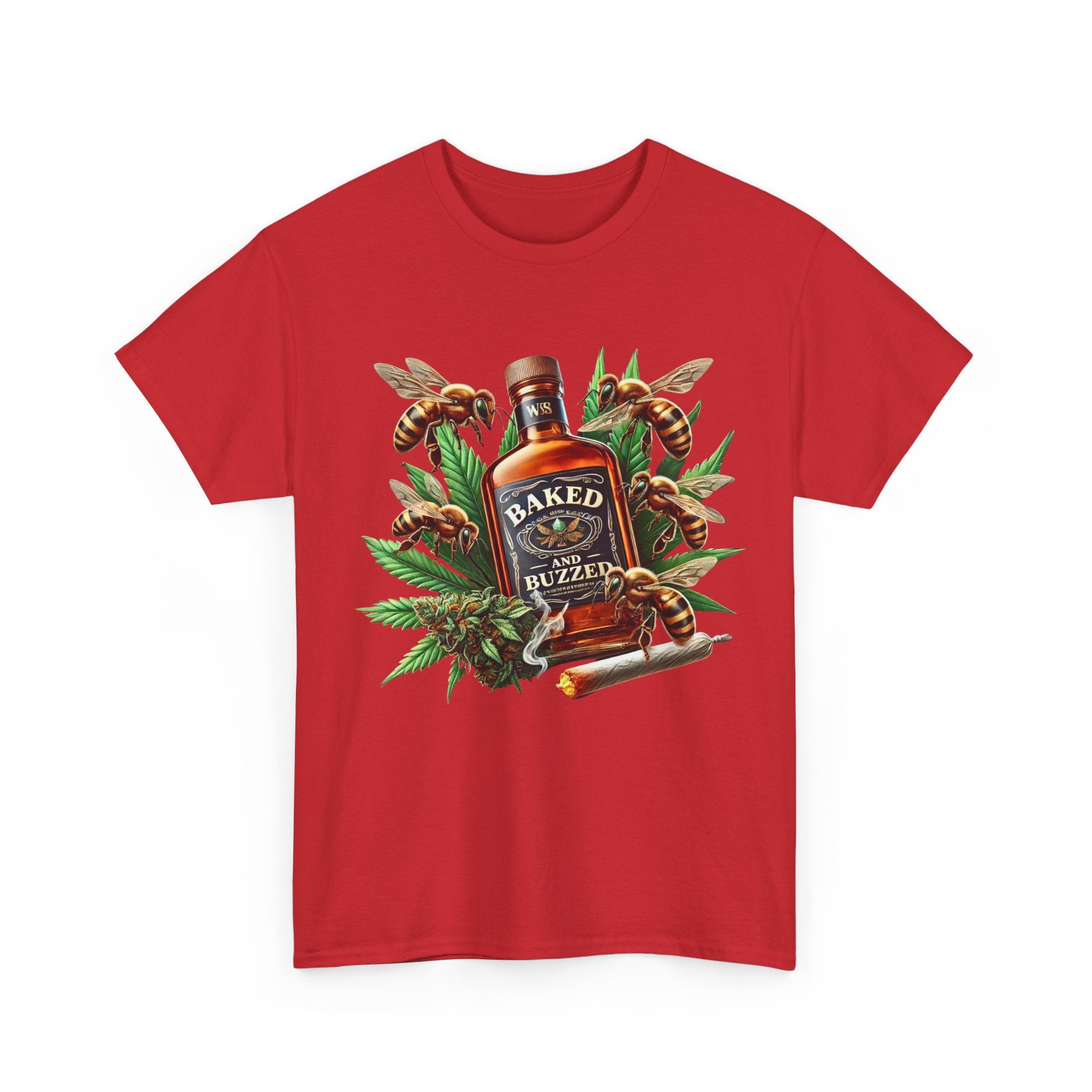 Baked And Buzzed Whiskey And Bees Unisex Heavy Cotton Tee