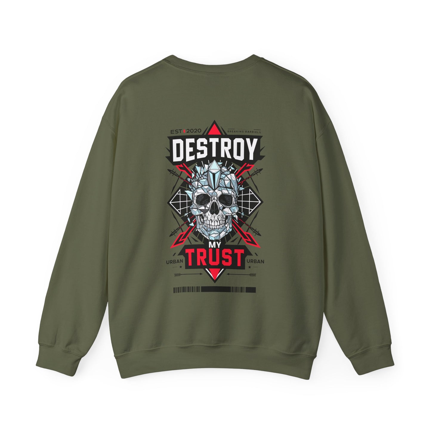 Skull Art Crewneck Sweatshirt – Destroy My Trust Design | Unisex Heavy Blend™