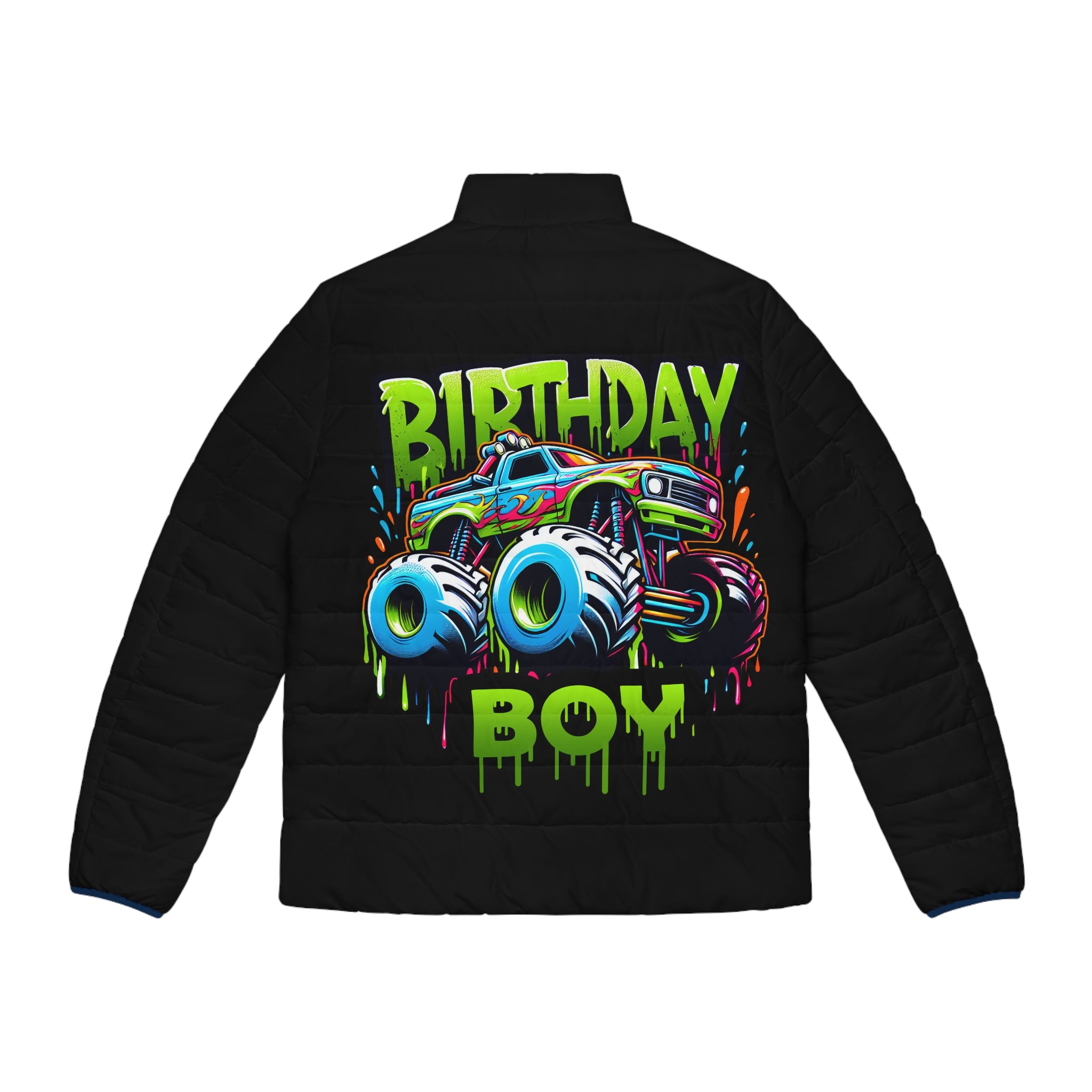 Birthday Boy Monster Truck Men's Puffer Jacket