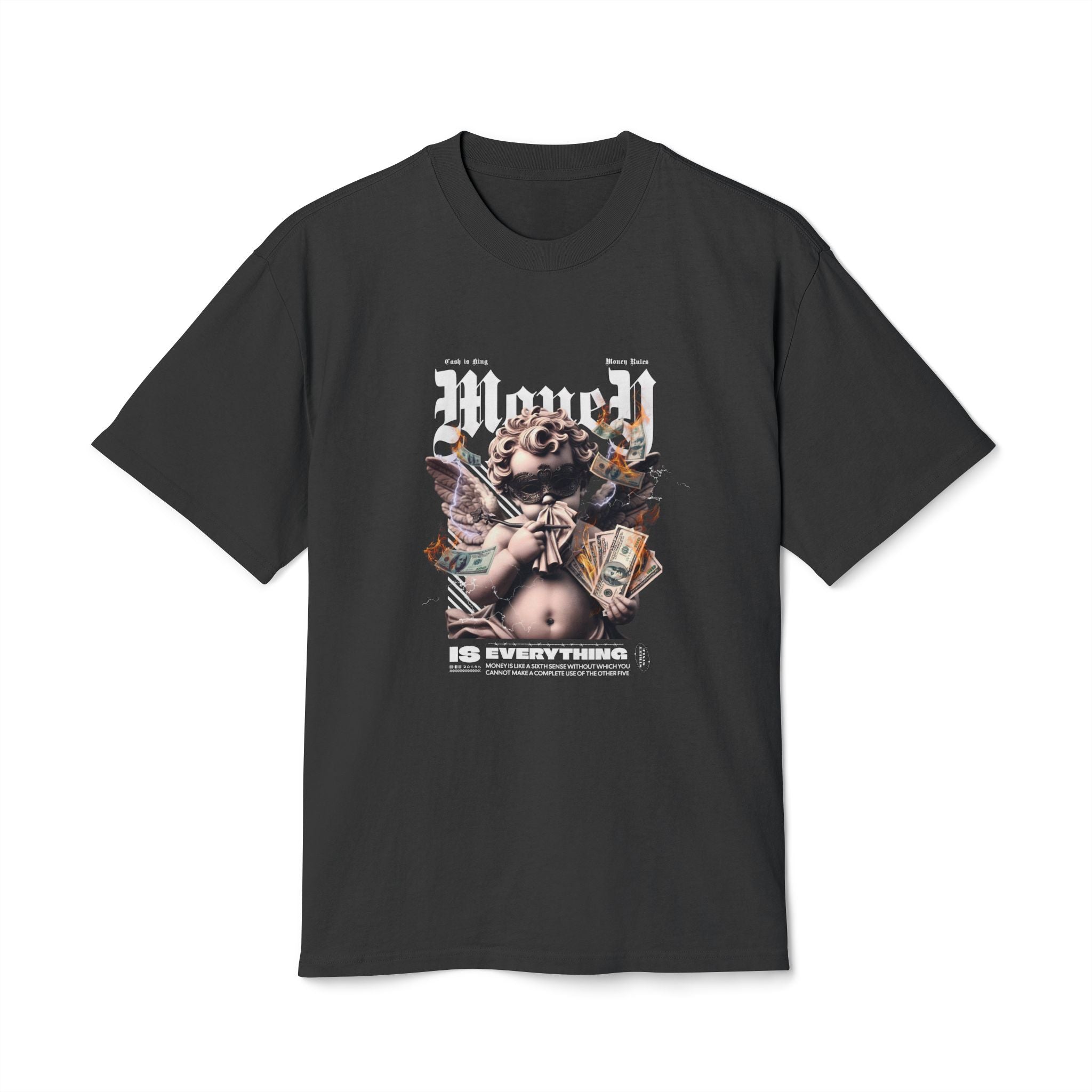 Chic Casual Unisex Heavy Faded Tee - 'Money Is Everything' Graphic Shirt