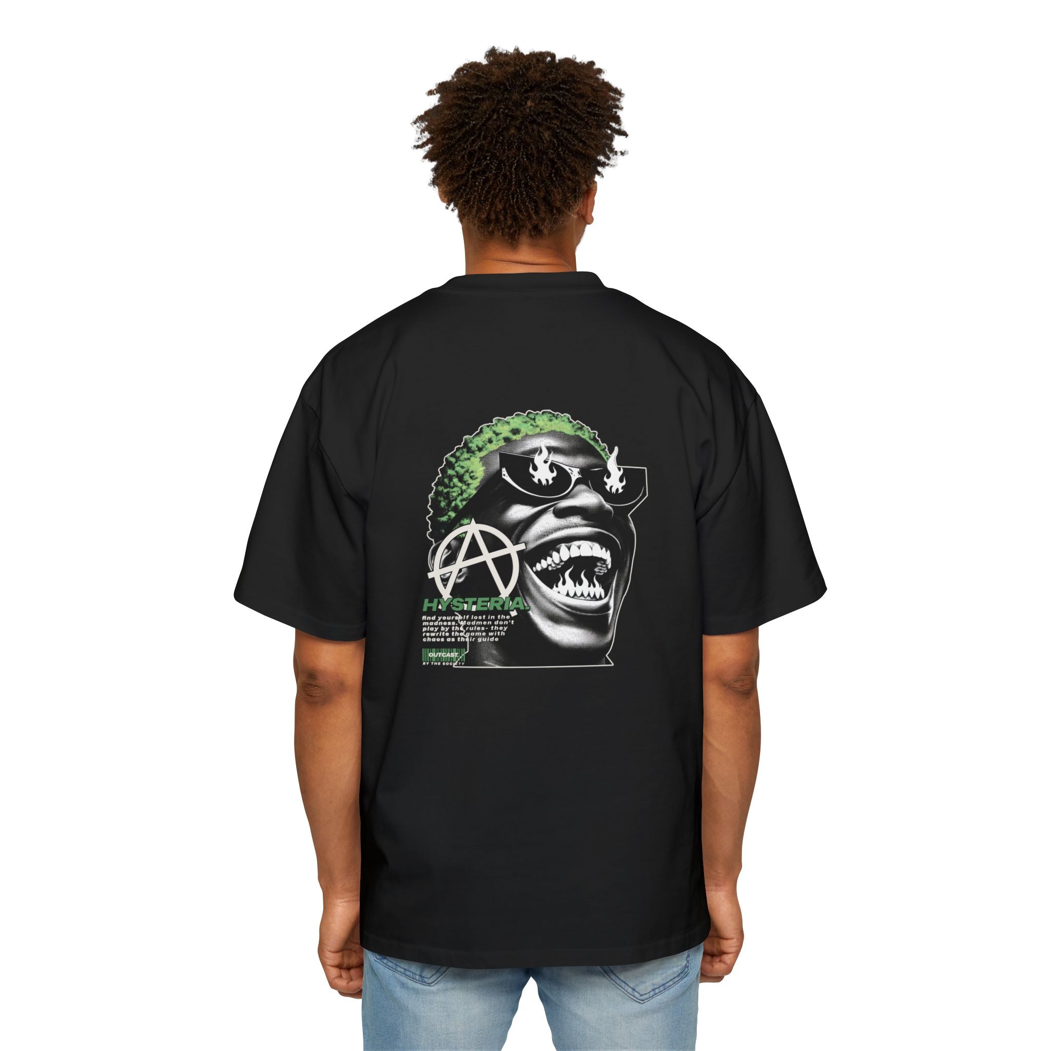 Men's Heavy Oversized Tee - Stylish Graphic T-Shirt with Bold Anarchy Design