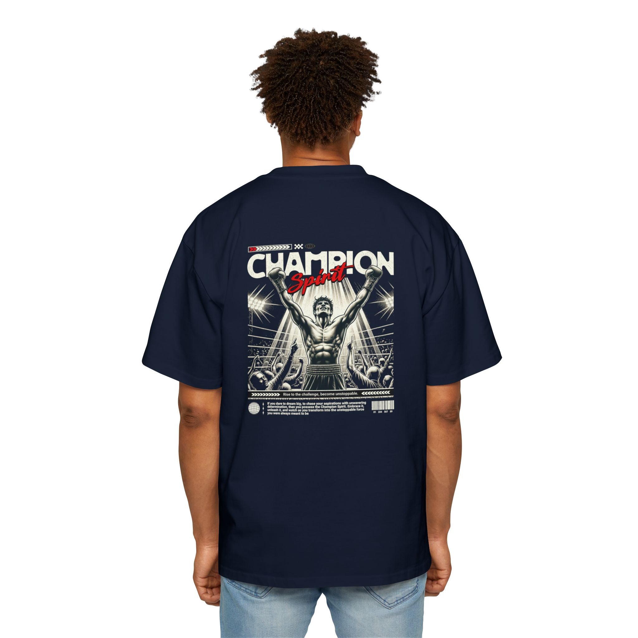 Champion Spirit Men's Heavy Oversized Tee - Bold Red Graphic Tee for Sports Lovers