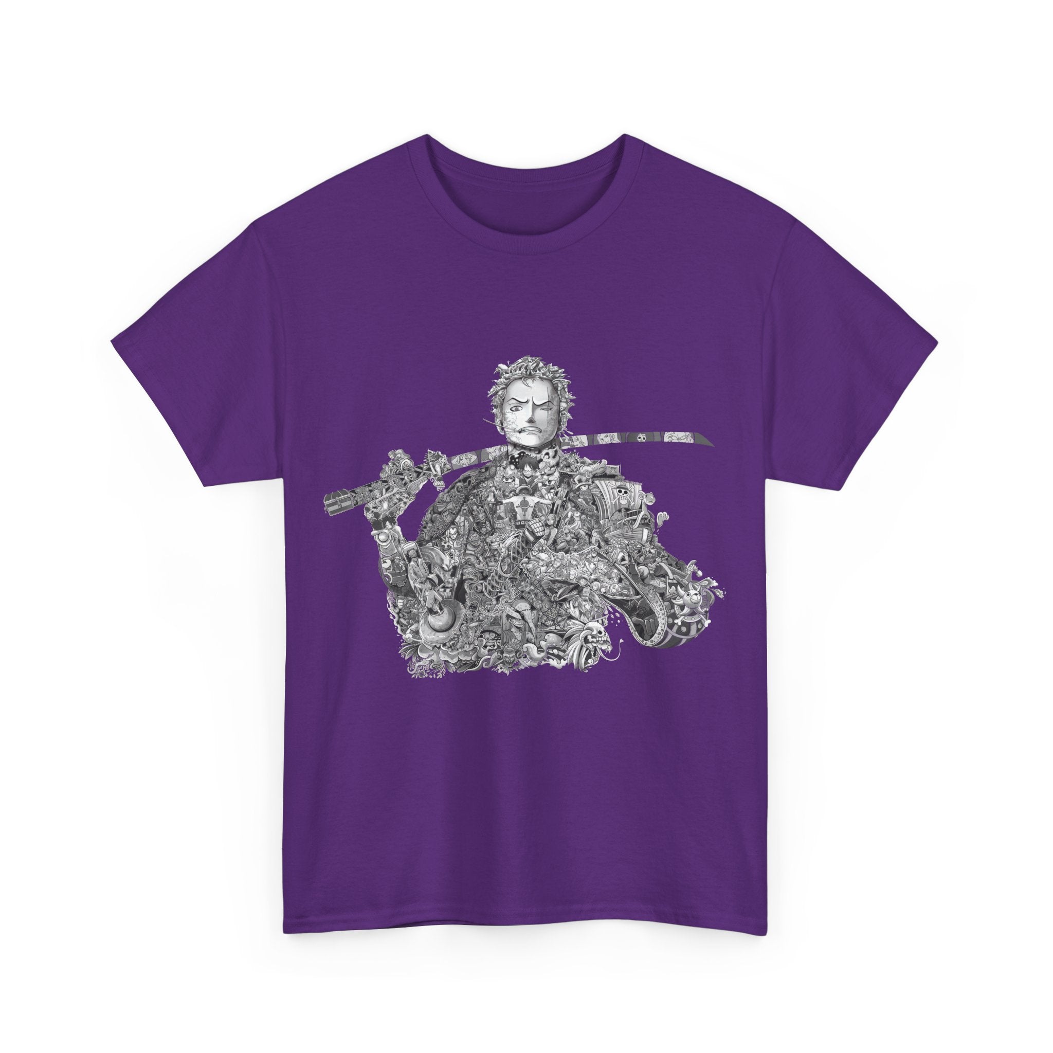 Unisex Heavy Cotton Tee - Artistic Samurai Design, Casual Streetwear for Anime Fans