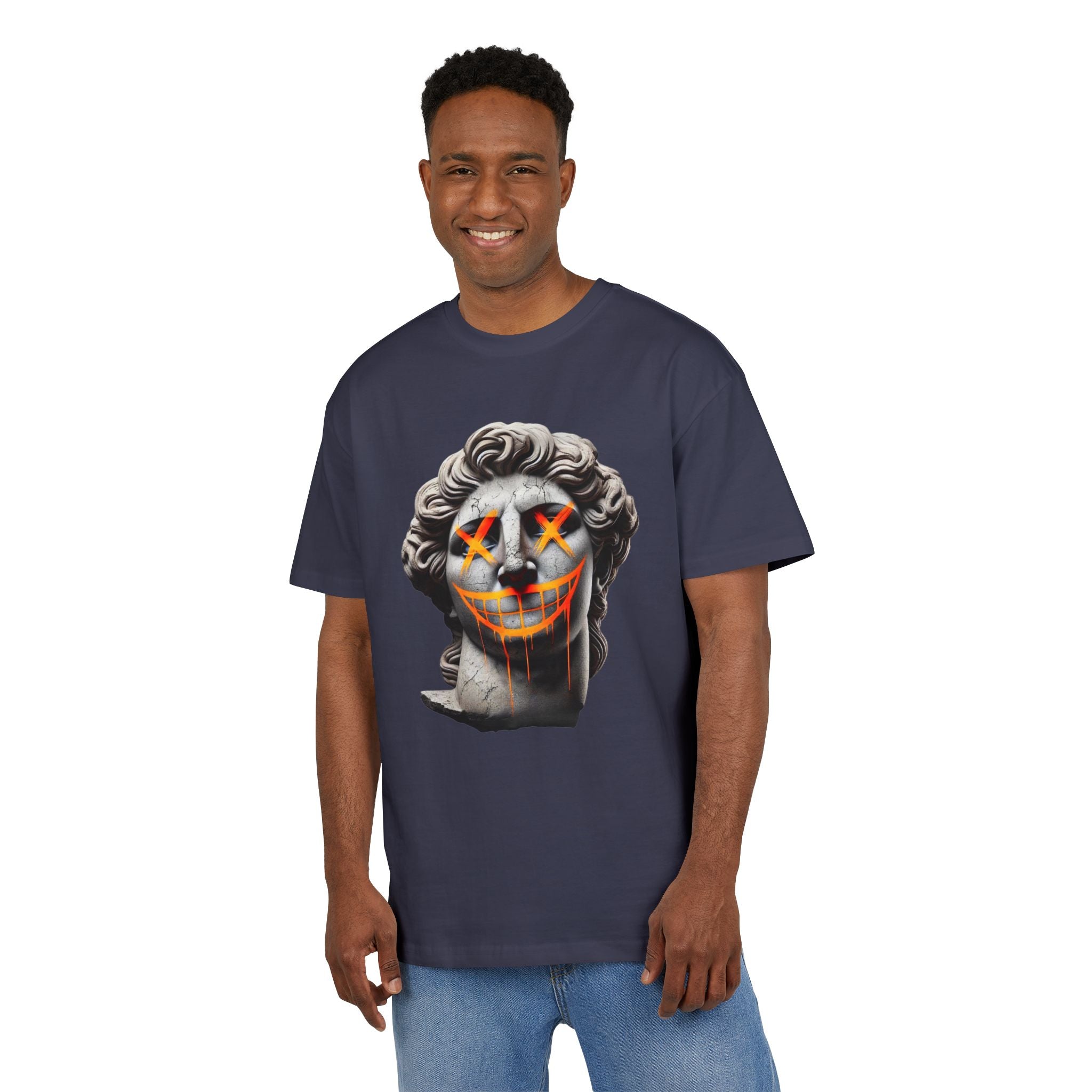 Dripping Gangsta David Oversize Tee with Distorted Statue Design