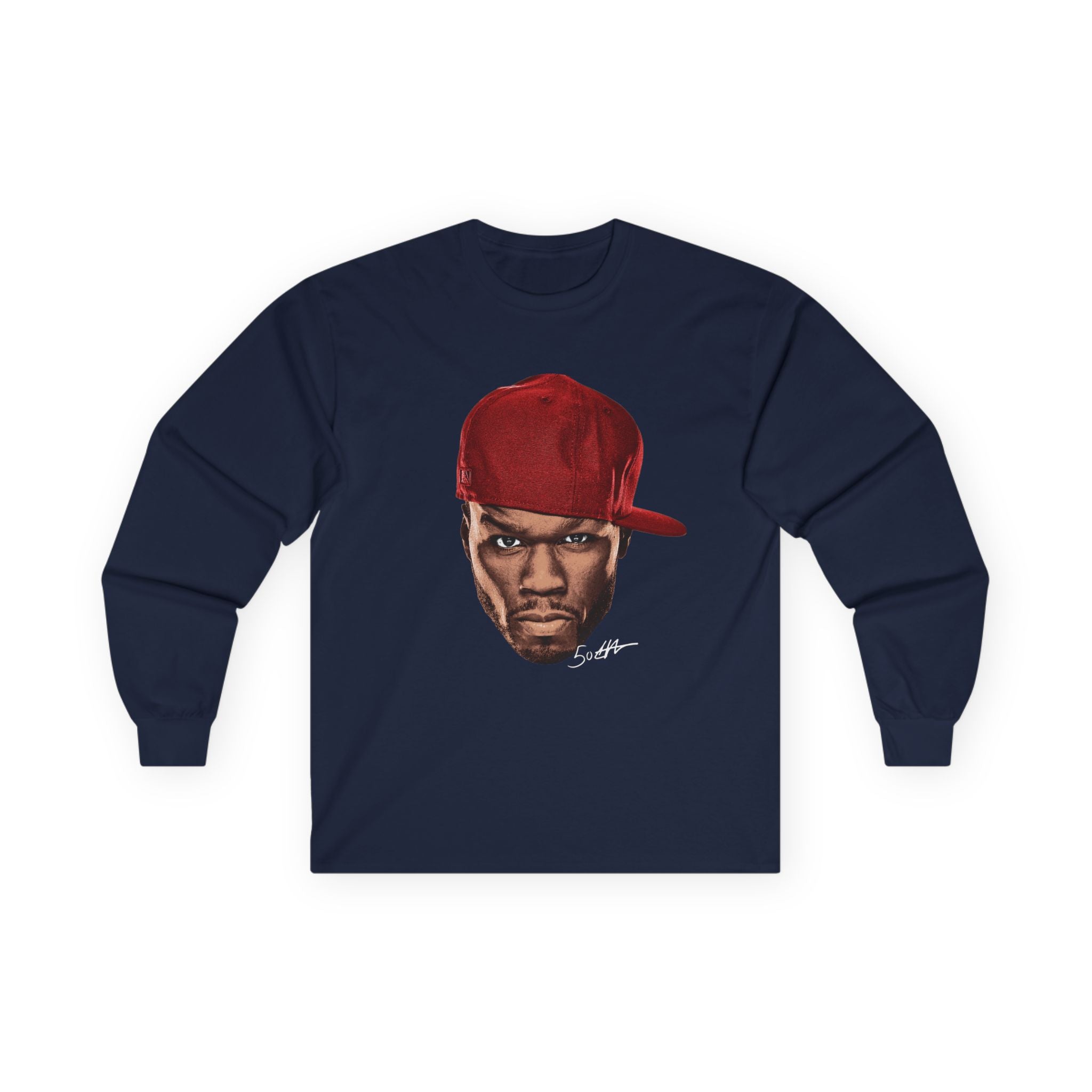 Unisex Long Sleeve Tee with 50 Cent Bold Graphic Design - Perfect for Streetwear Lovers