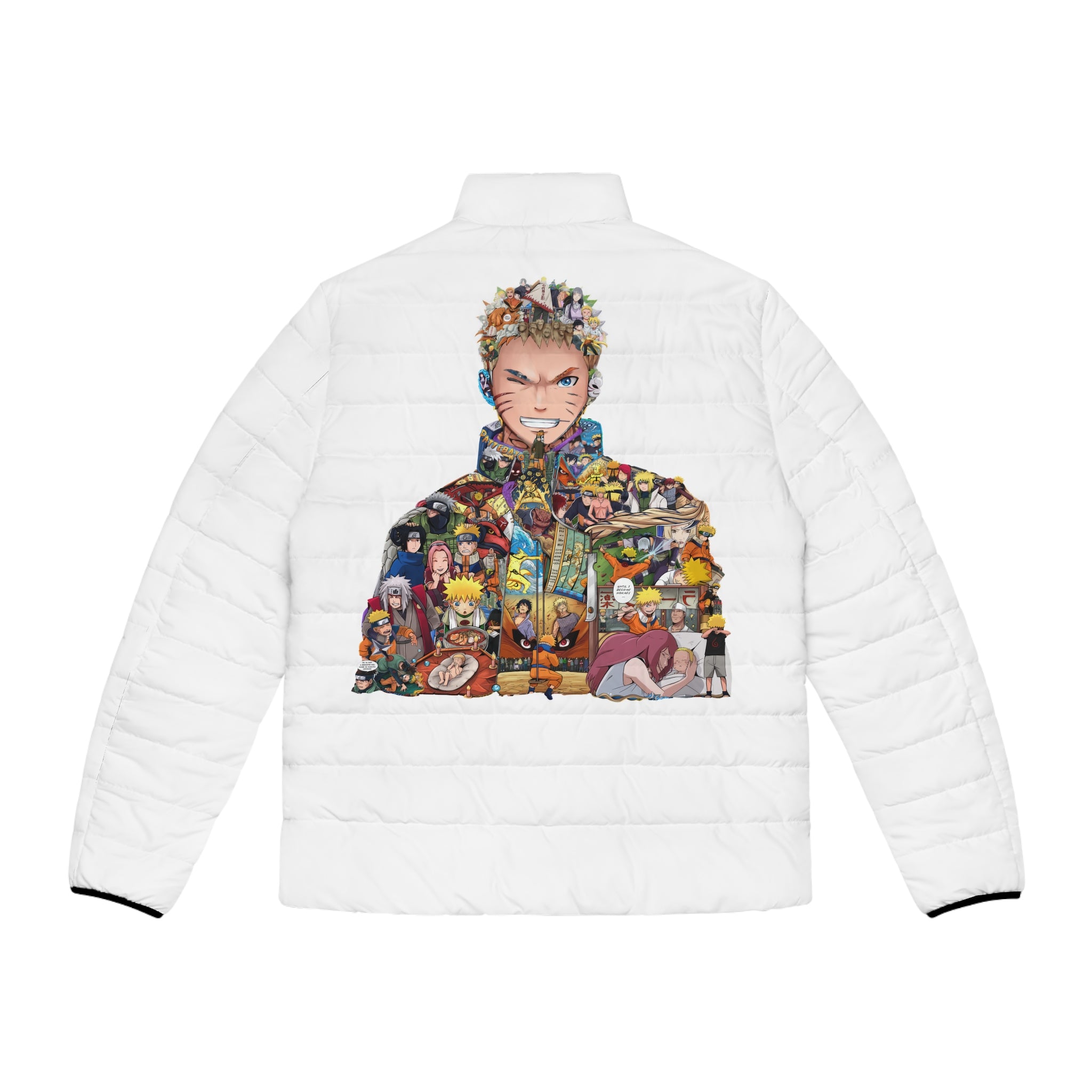 Men's Puffer Jacket with Artistic Design - Perfect for Anime Fans