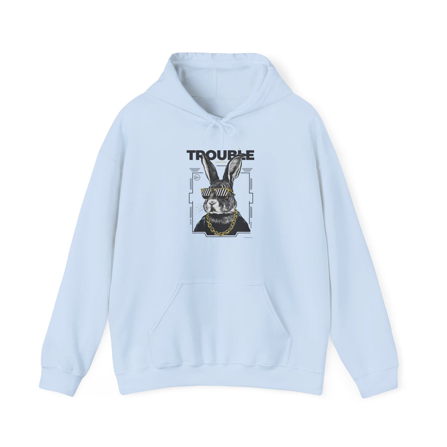 Unisex Heavy Blend™ Hooded Sweatshirt - 'Trouble' Bunny Design