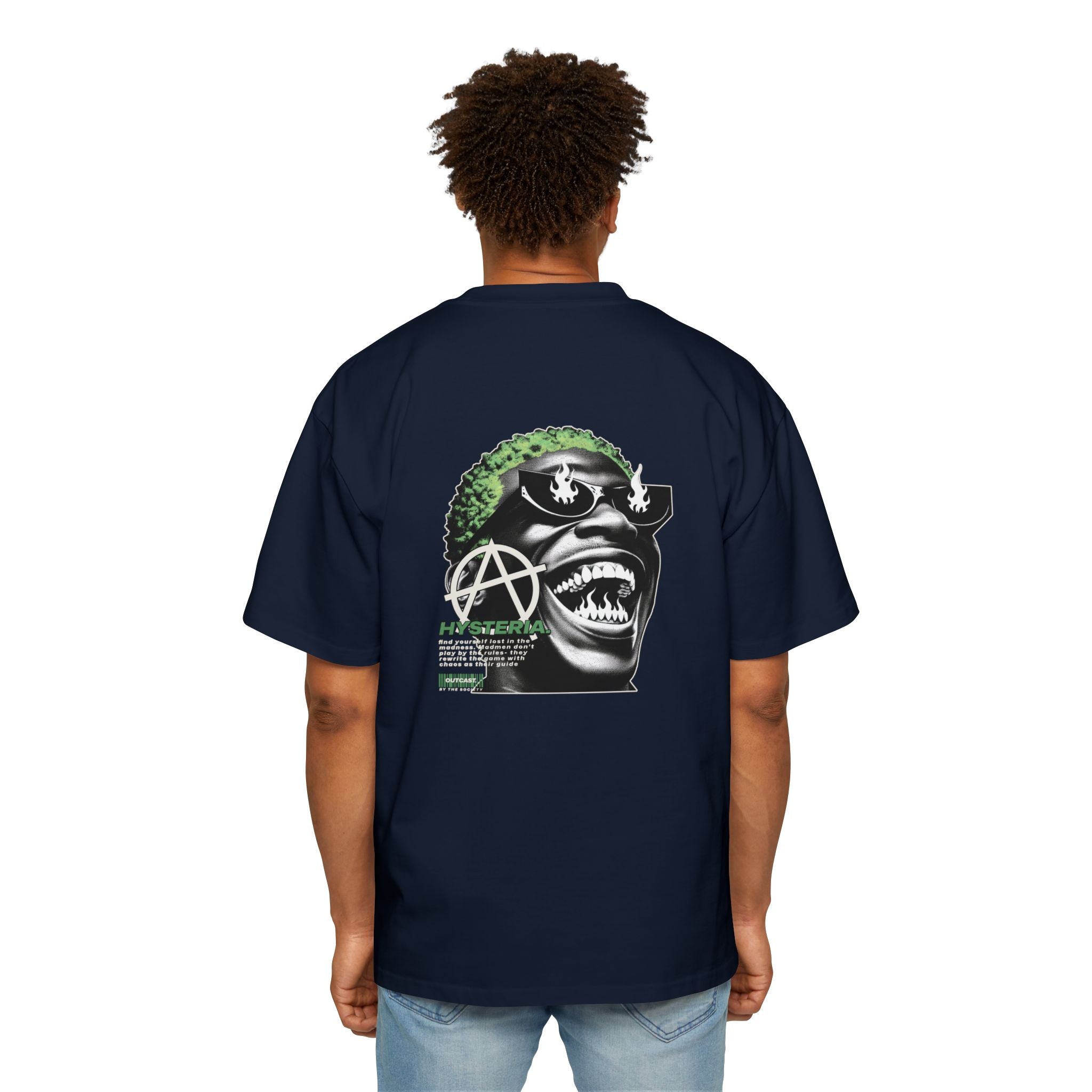 Men's Heavy Oversized Tee - Stylish Graphic T-Shirt with Bold Anarchy Design