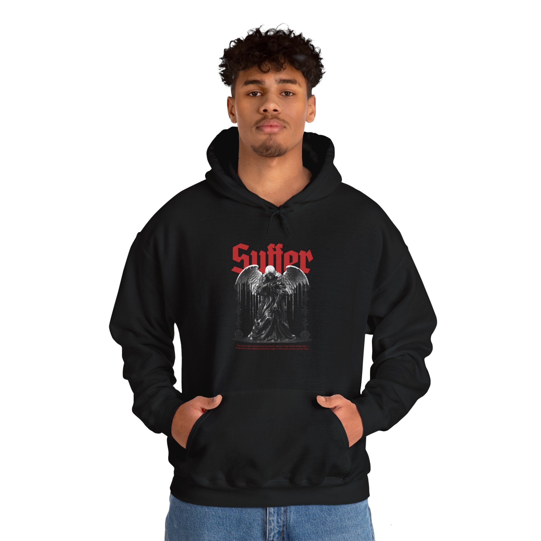 Gothic Unisex Hooded Sweatshirt - 'Suffer' Design