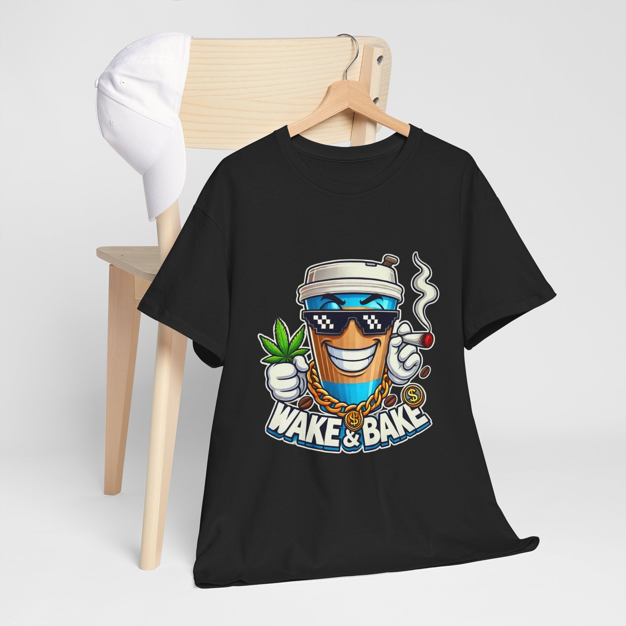 Wake & Bake Unisex Heavy Cotton Tee - Fun Cannabis Culture Shirt