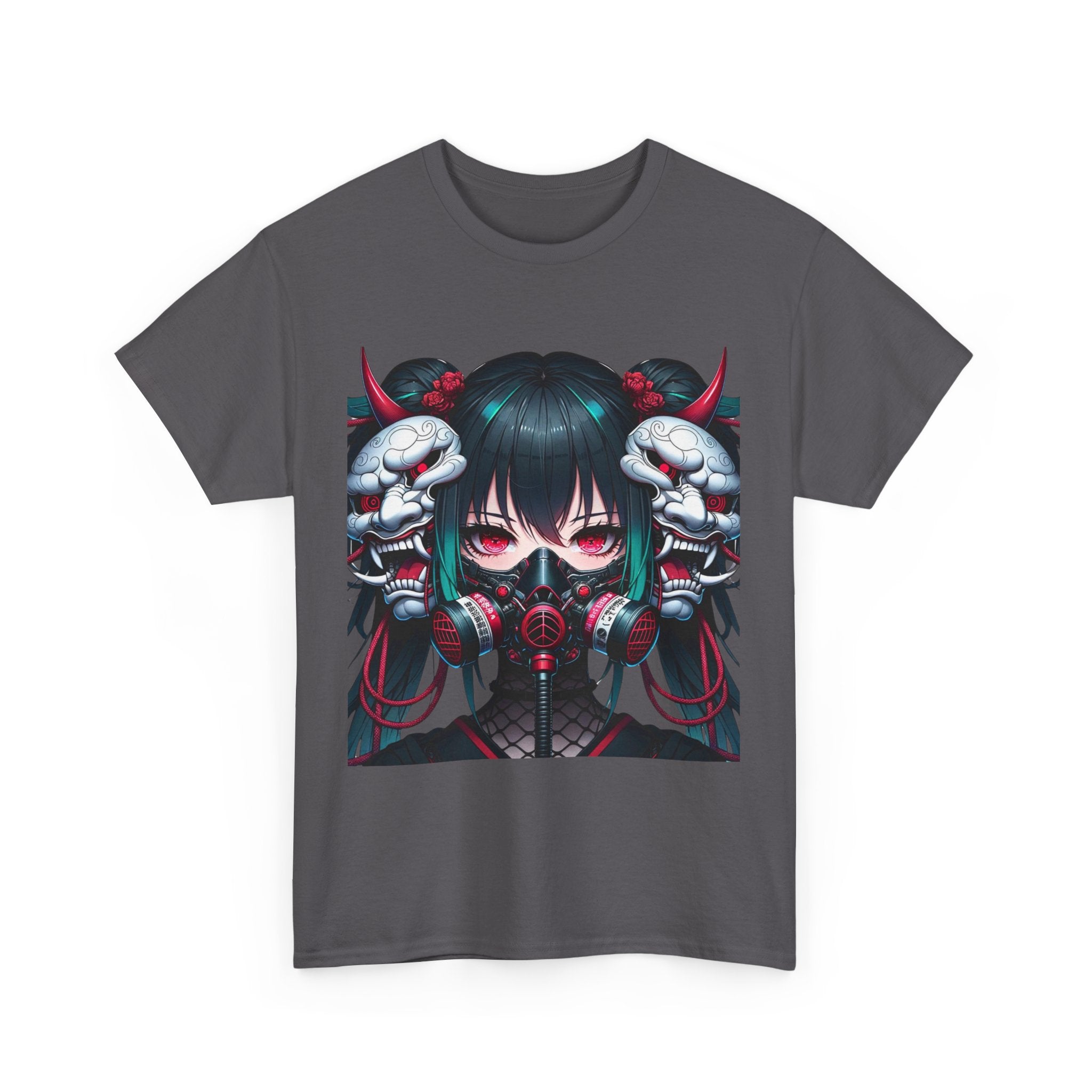 Anime Girl With Oni Mask Unisex Heavy Cotton Tee