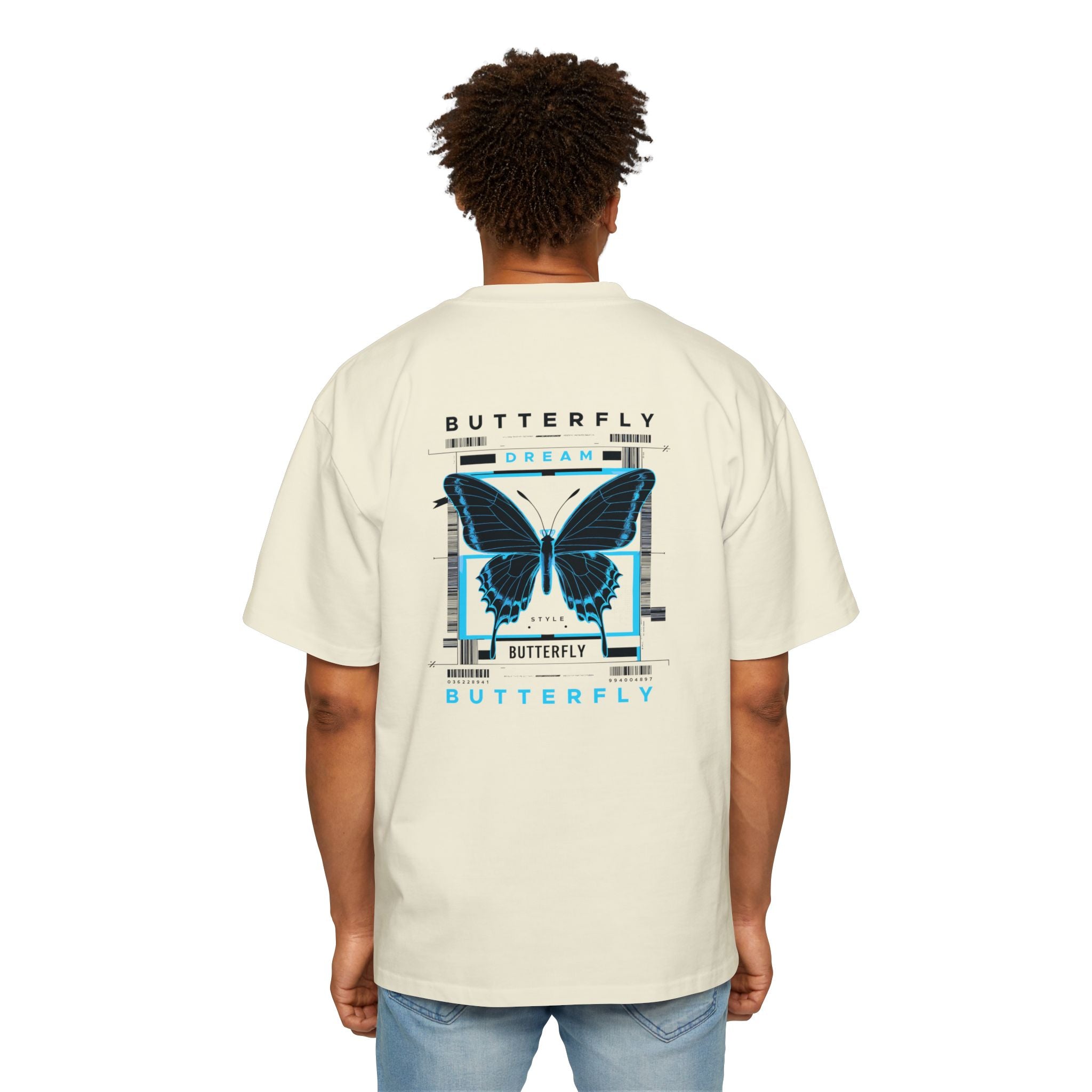 Dream Butterfly Heavy Oversized Tee - Artistic Graphic T-Shirt for Nature Lovers