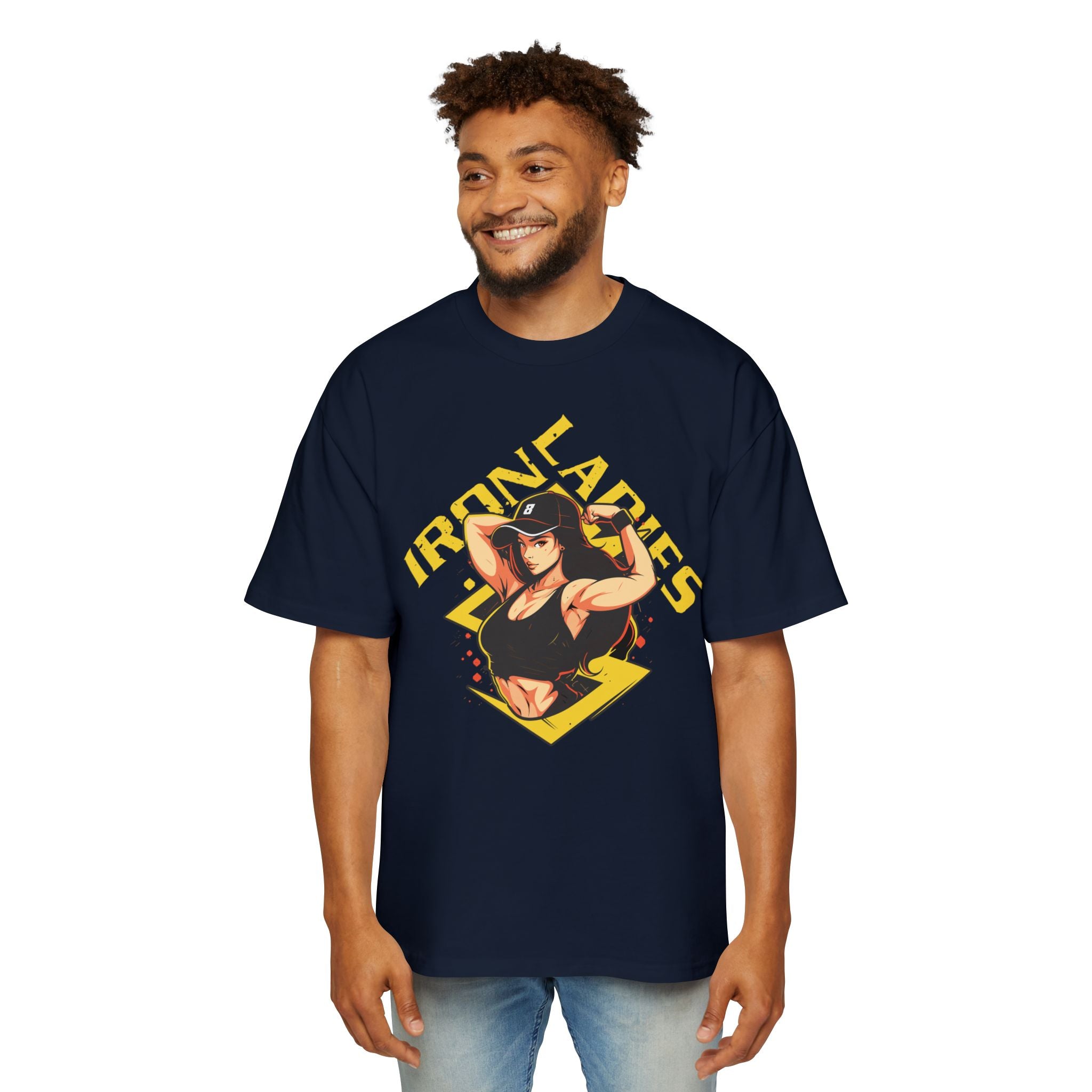 Iron Ladies Oversized Tee - Empowering Graphic Shirt for Fitness Enthusiasts