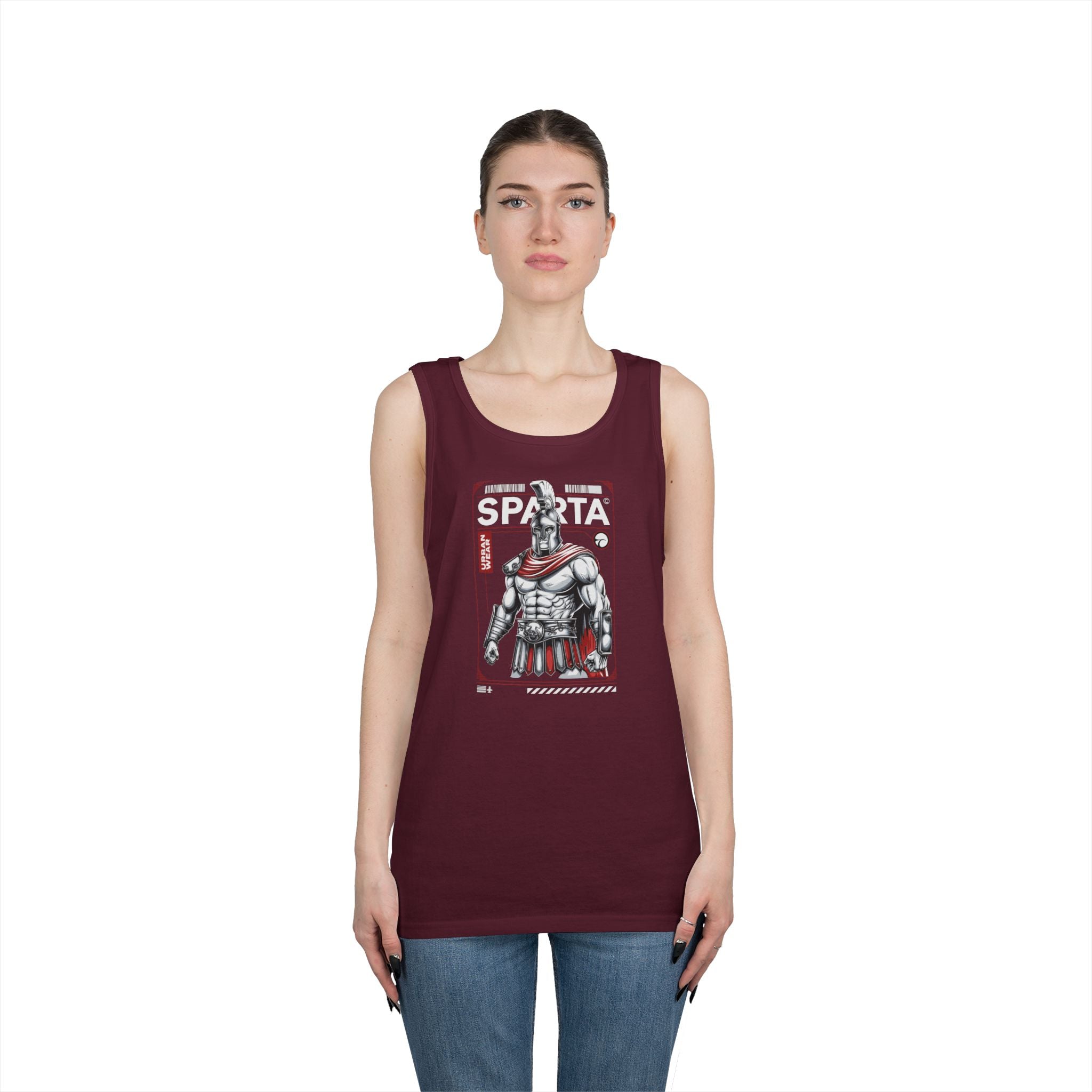 Sparta Warrior Unisex Heavy Cotton Tank Top - Bold Graphic Tee for Fitness & Casual Wear