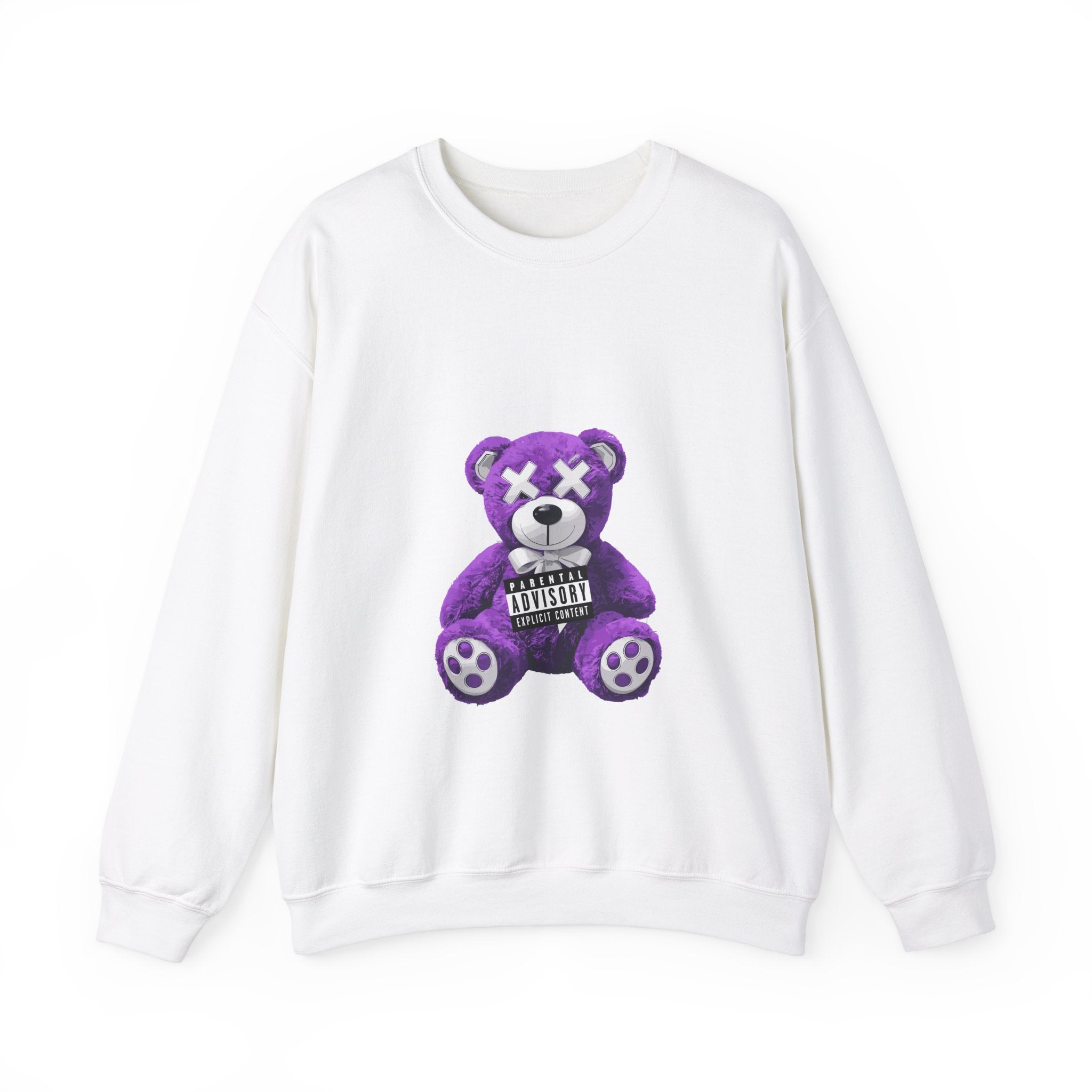 Unisex Heavy Blend™ Crewneck Sweatshirt - Purple Bear Graphic - Unique Streetwear Design