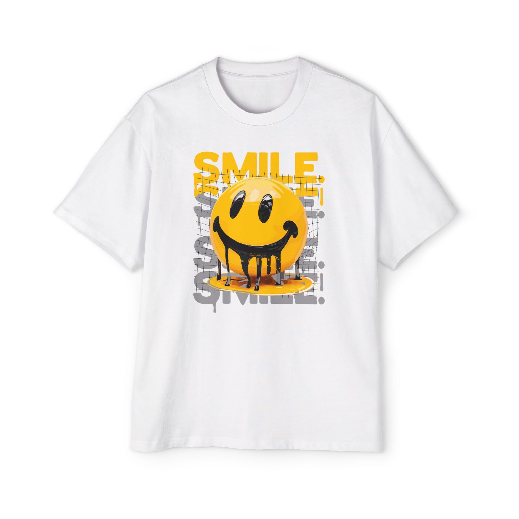 Smile Oversized Tee - Yellow Graphic T-Shirt for Casual Vibes