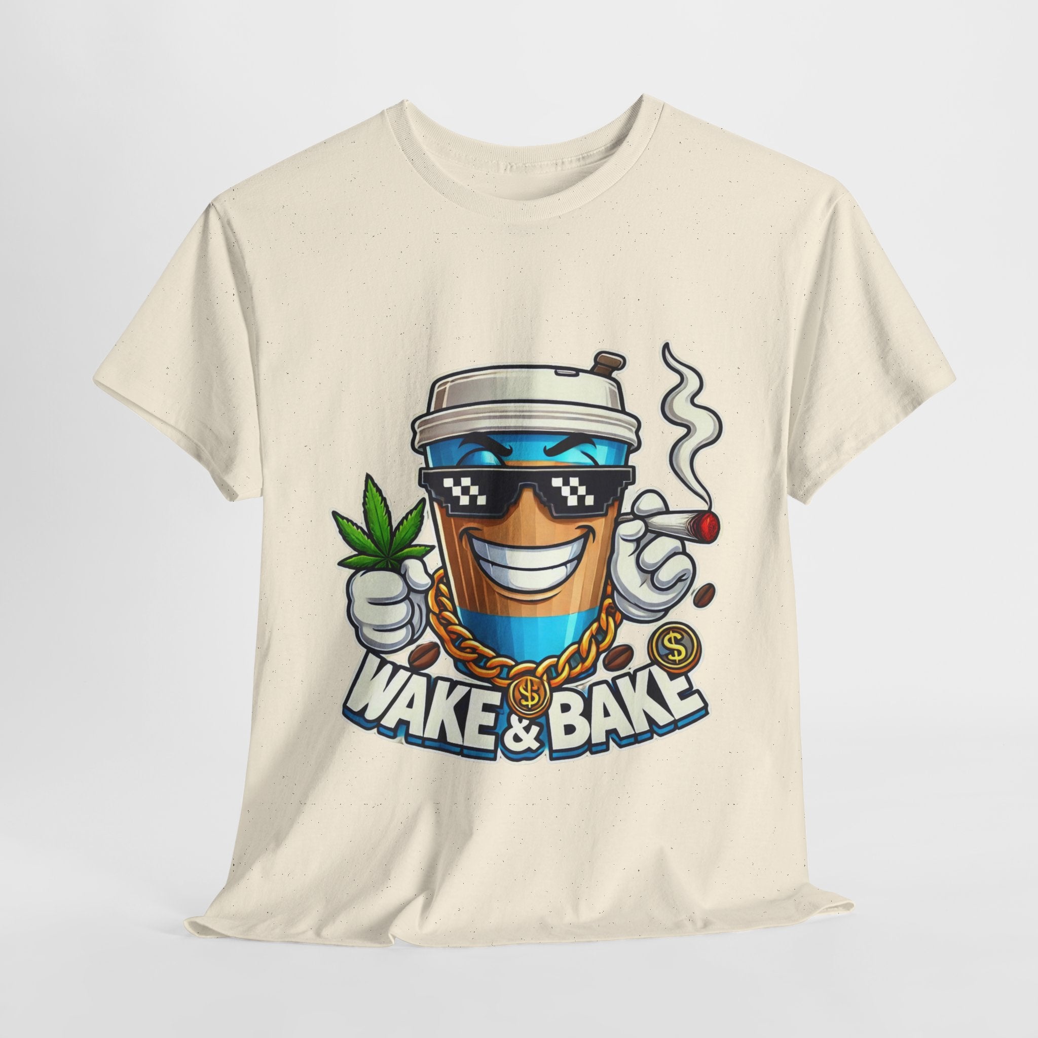 Wake & Bake Unisex Heavy Cotton Tee - Fun Cannabis Culture Shirt