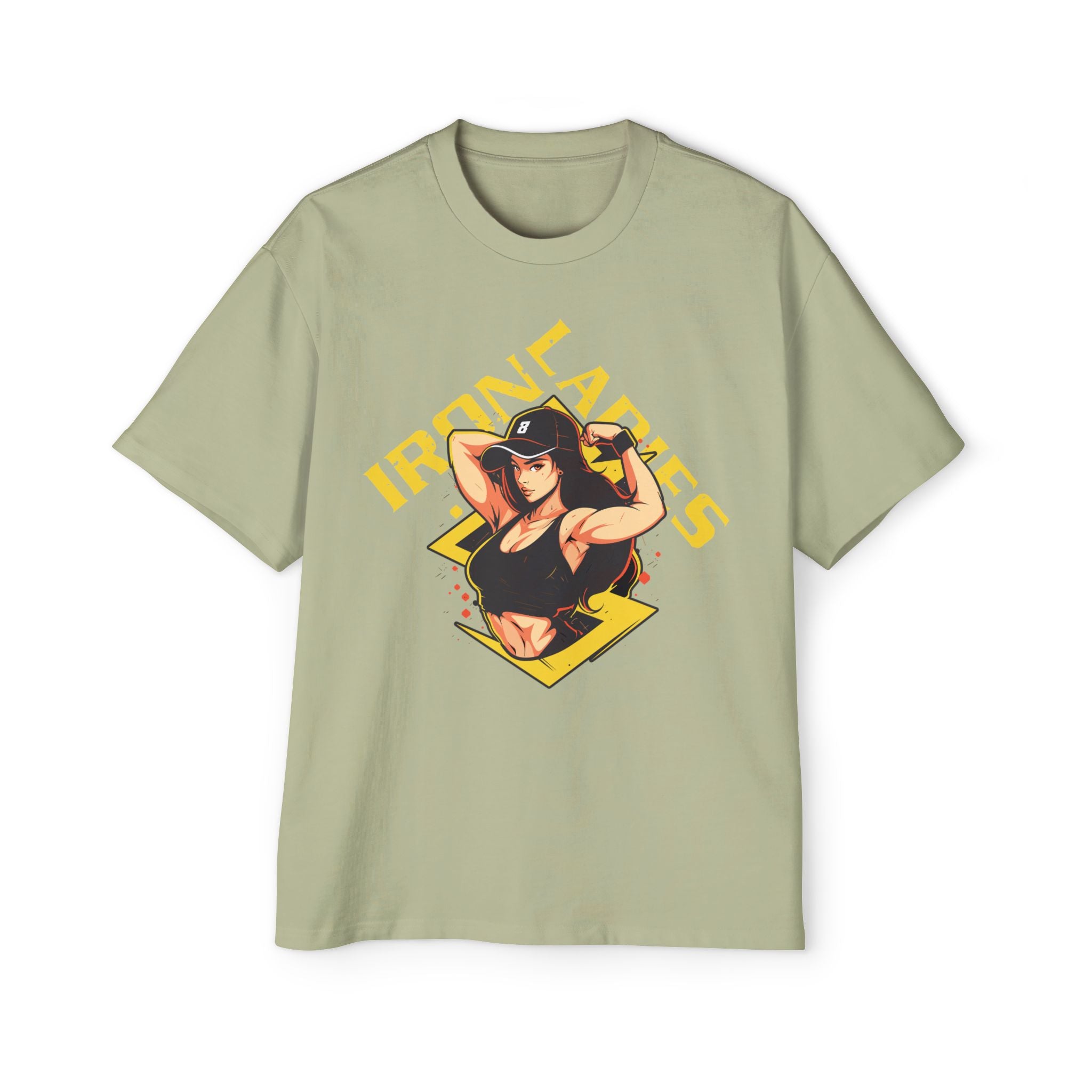 Iron Ladies Oversized Tee - Empowering Graphic Shirt for Fitness Enthusiasts