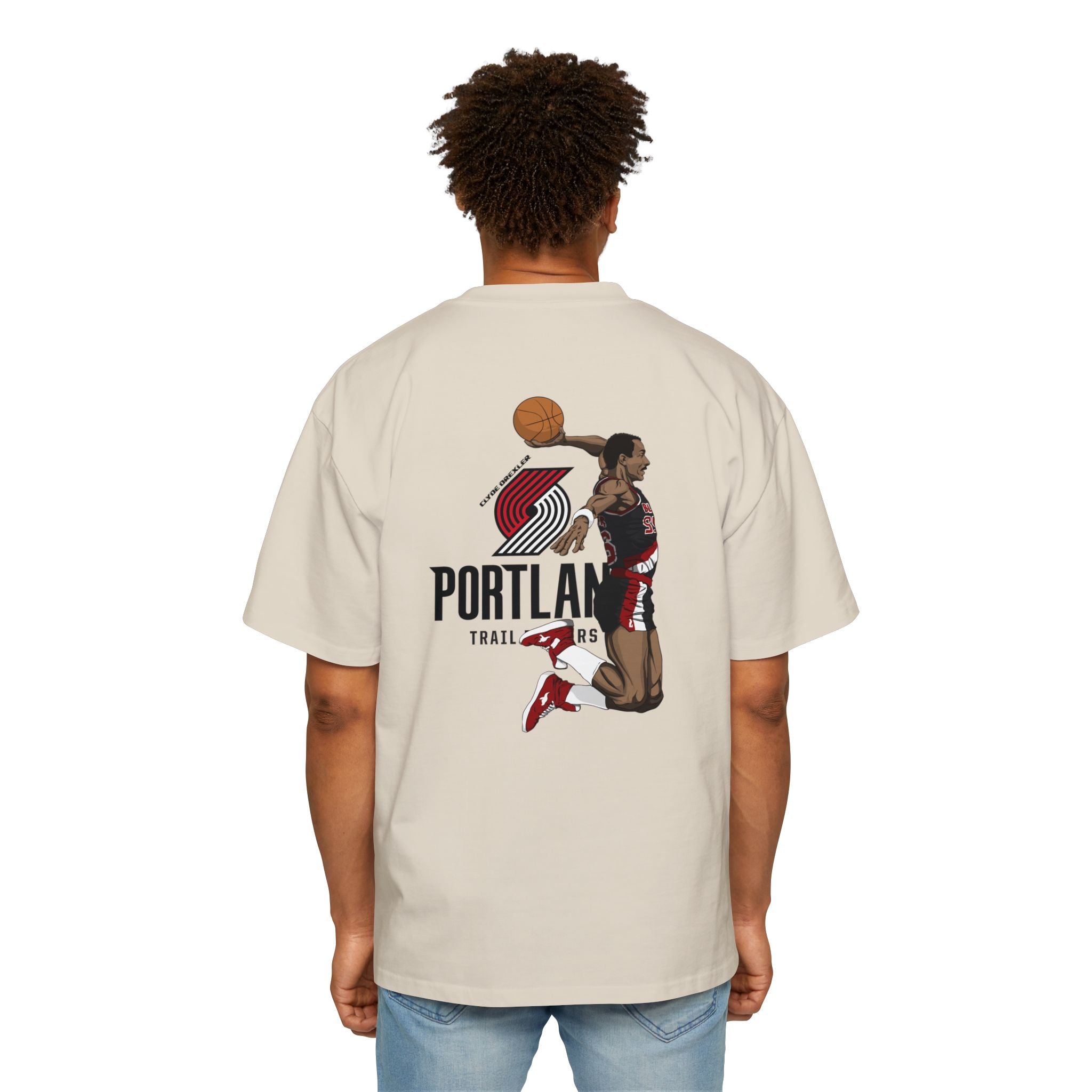 Clyde Drexler Basketball Vintage Style Oversized Tee