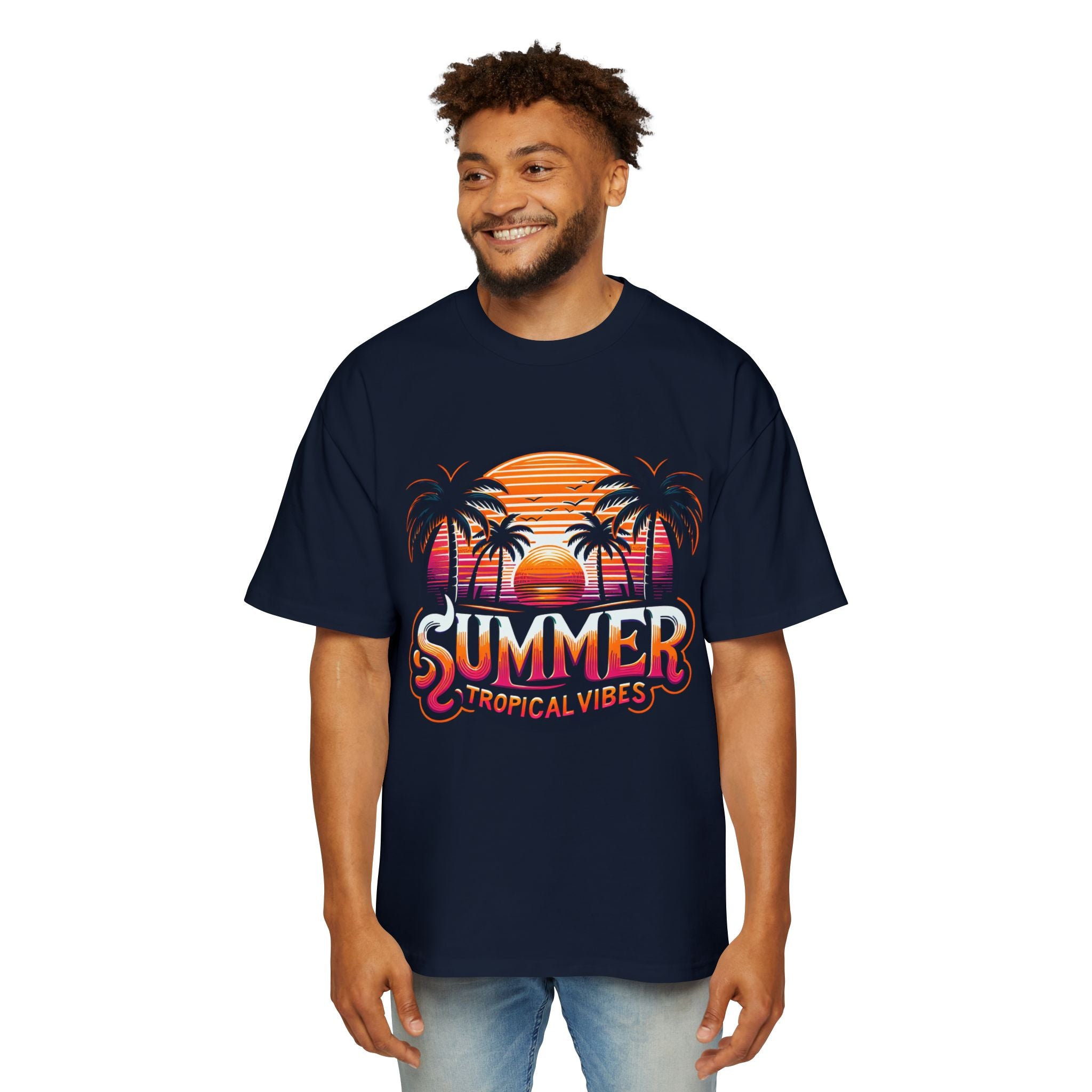 Heavy Oversized Tee - Summer Tropical Vibes Graphic T-Shirt