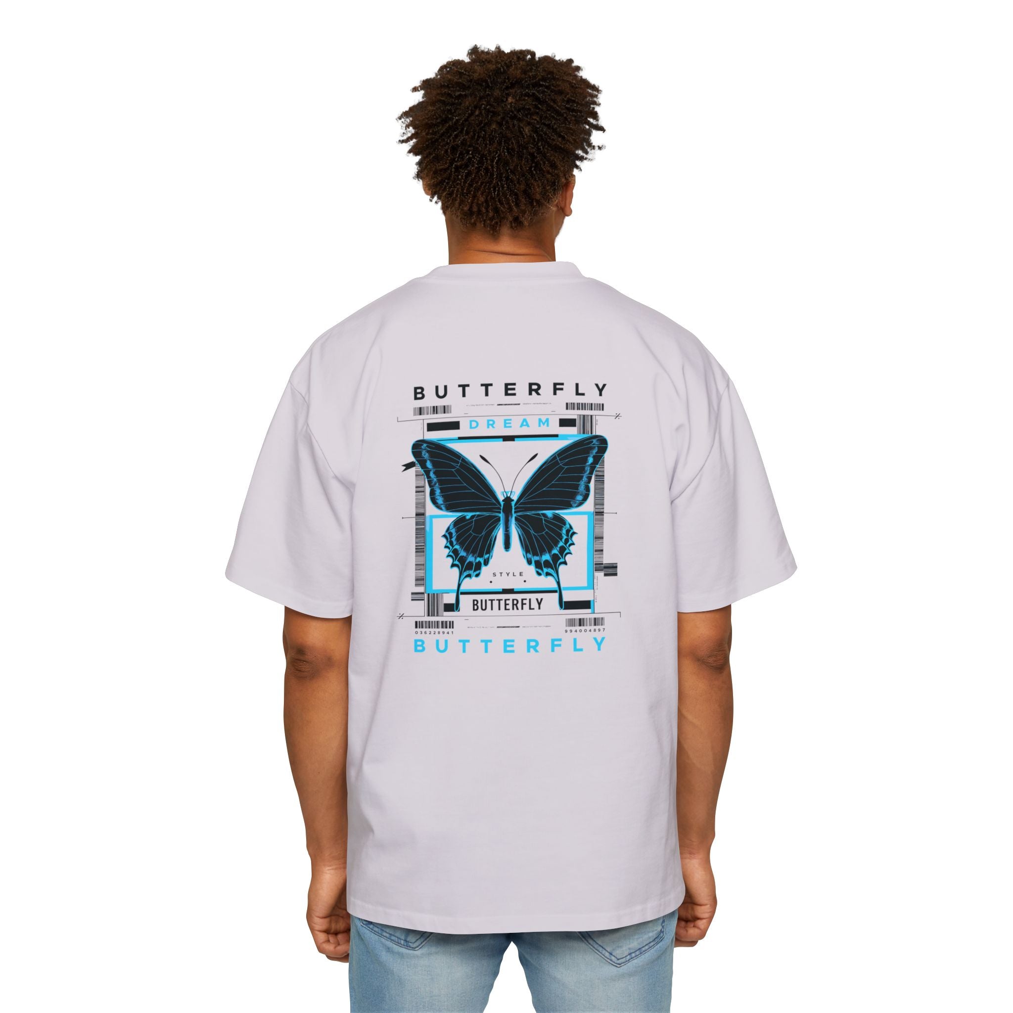 Dream Butterfly Heavy Oversized Tee - Artistic Graphic T-Shirt for Nature Lovers