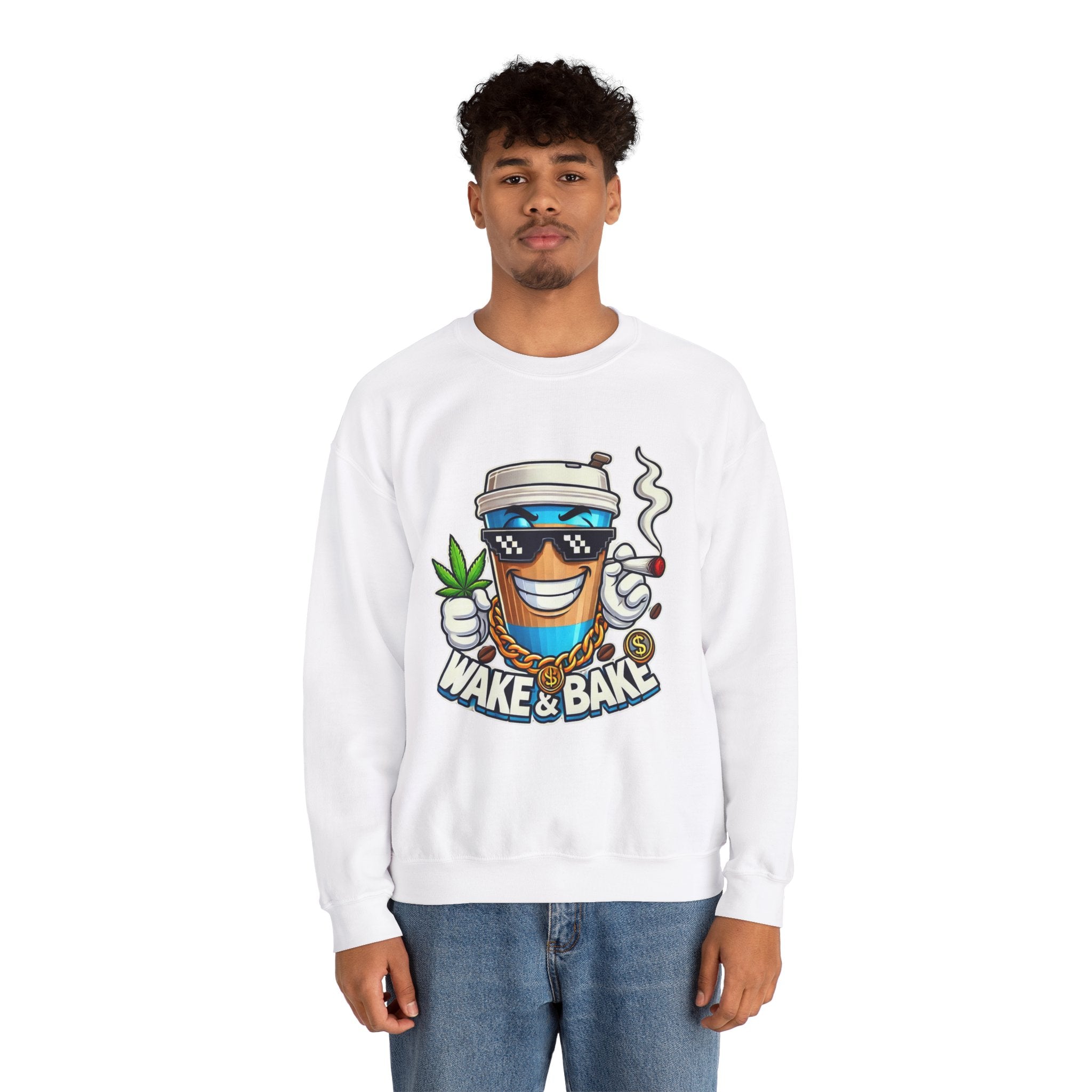 Wake & Bake Unisex Heavy Blend™ Crewneck Sweatshirt - Perfect for Cozy Days & Cannabis Enthusiasts