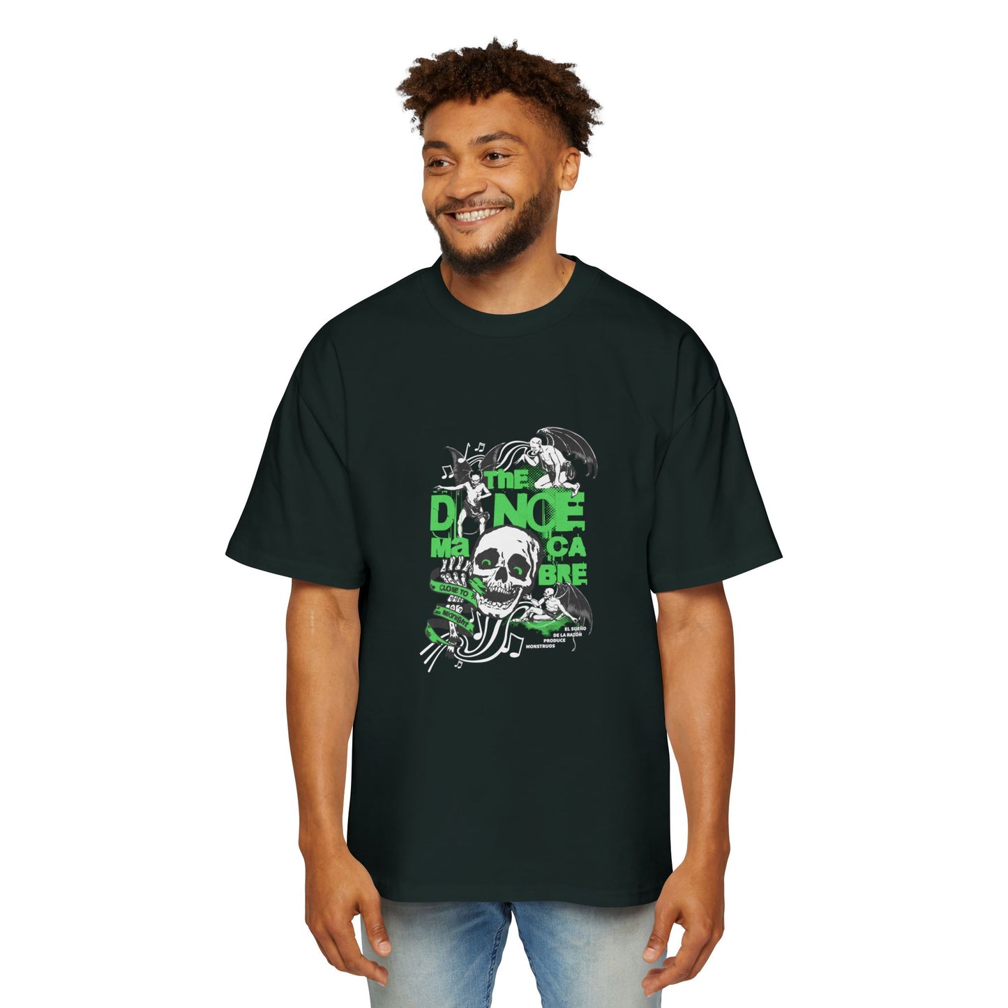 Heavy Oversized Tee - Dance Macabre Graphic Tee for Halloween & Party Wear.