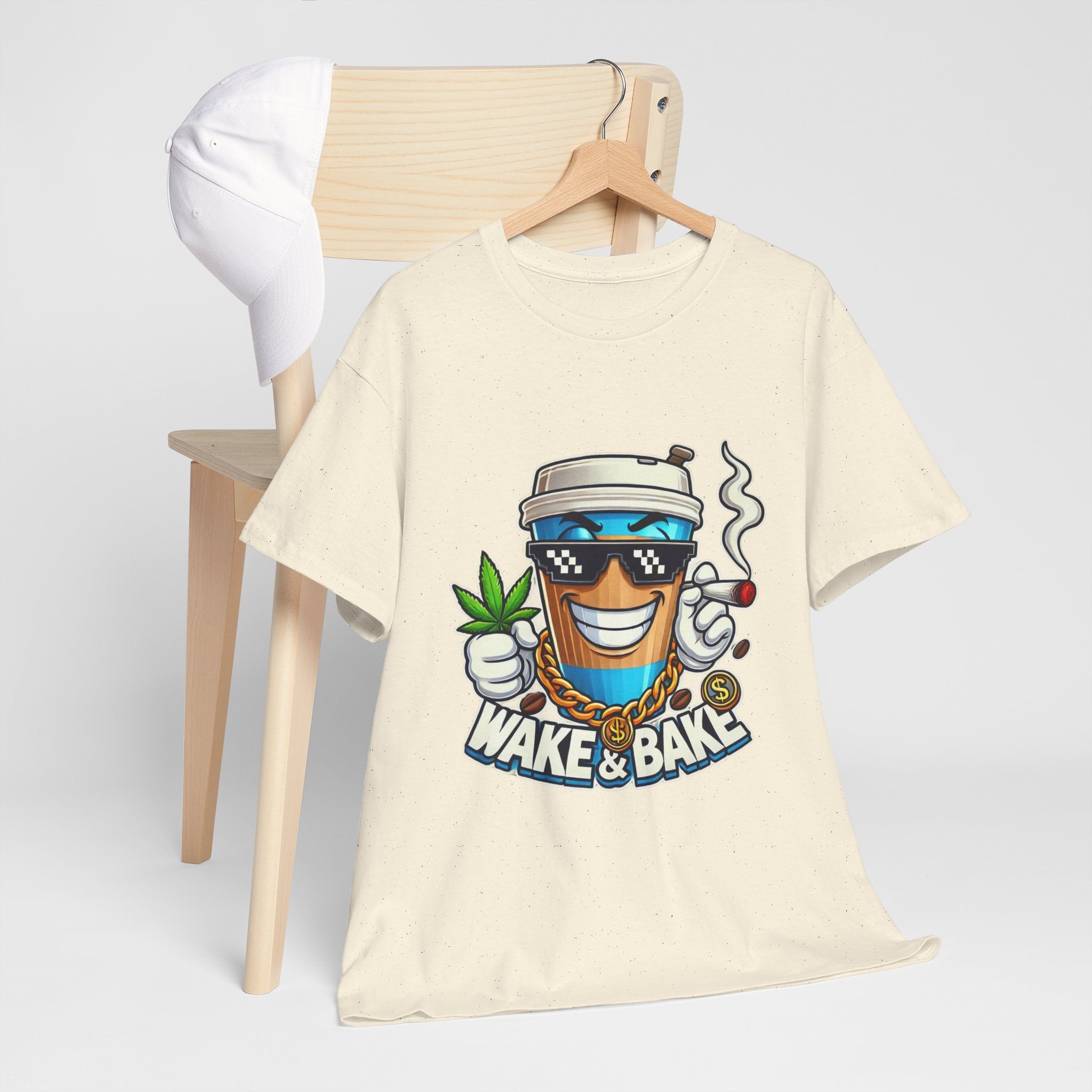 Wake & Bake Unisex Heavy Cotton Tee - Fun Cannabis Culture Shirt