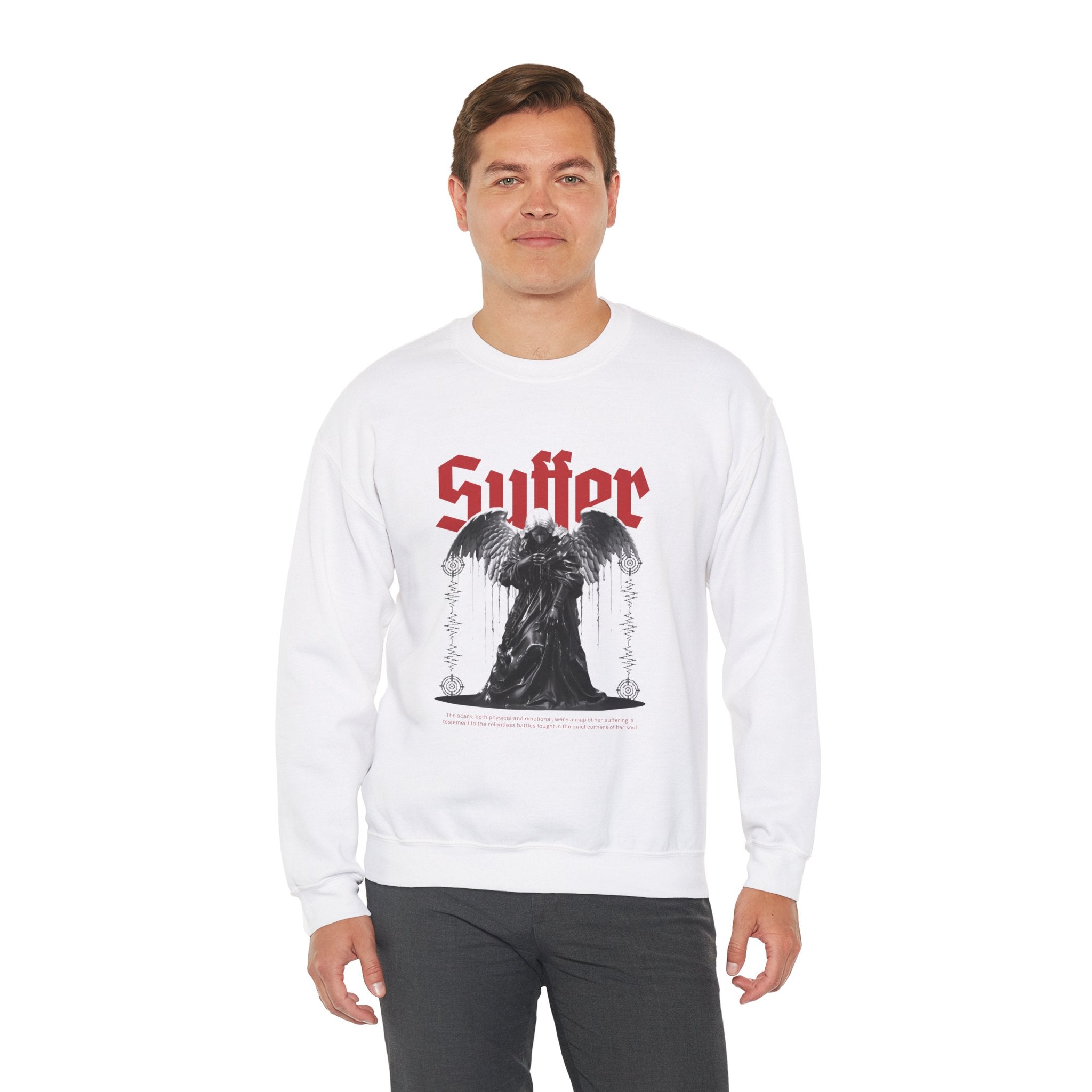 Suffer Unisex Heavy Blend Crewneck Sweatshirt - Bold Graphic Design for Gothic Style Lovers