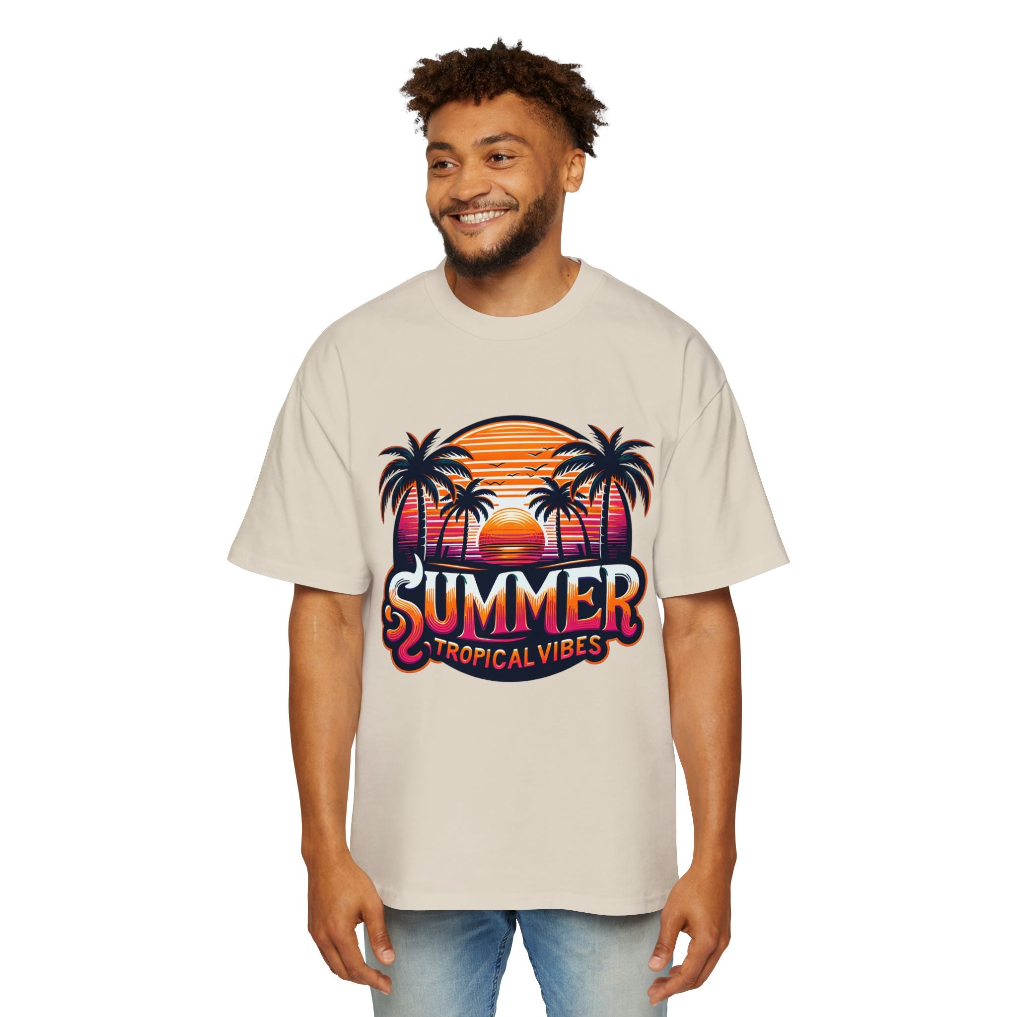 Heavy Oversized Tee - Summer Tropical Vibes Graphic T-Shirt