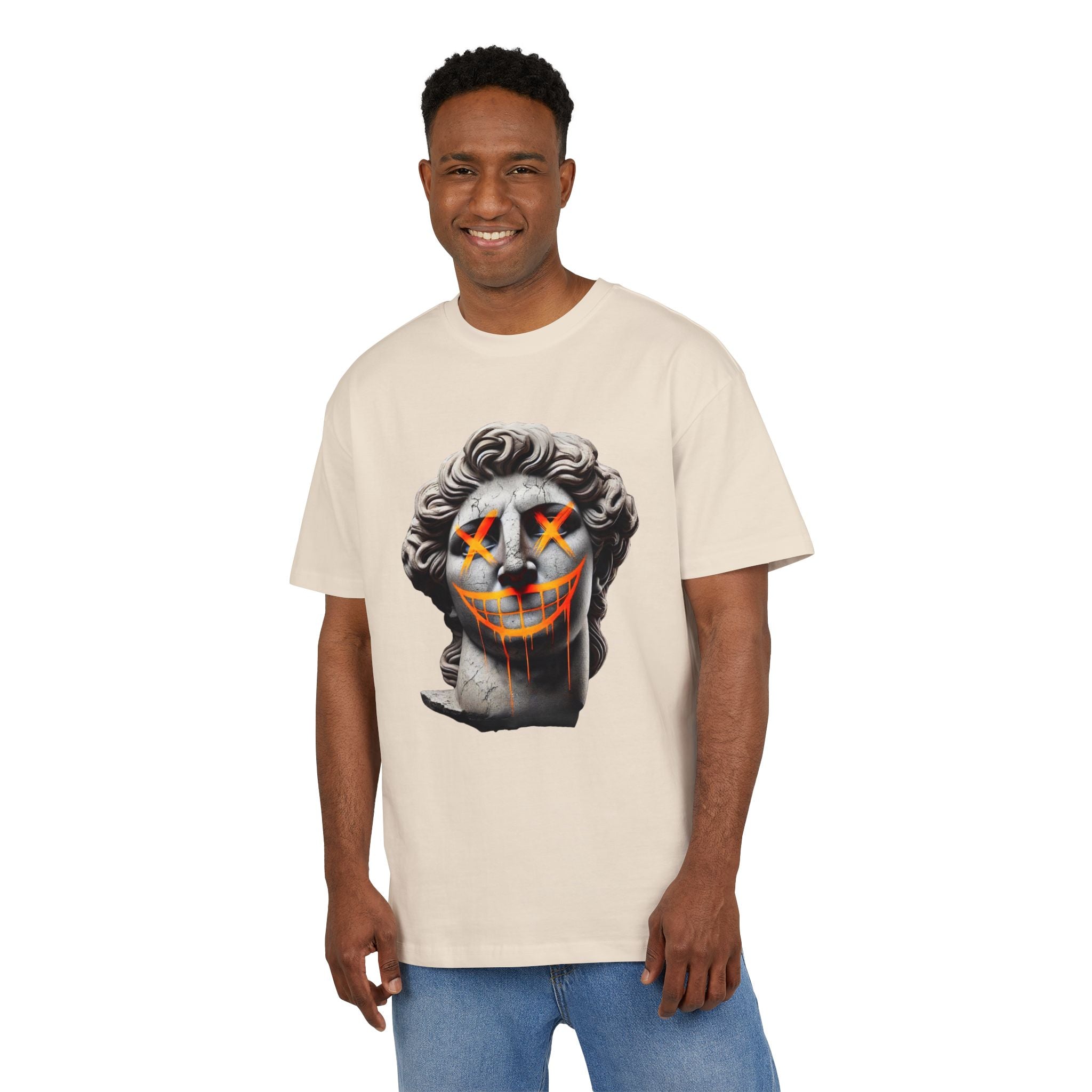 Dripping Gangsta David Oversize Tee with Distorted Statue Design