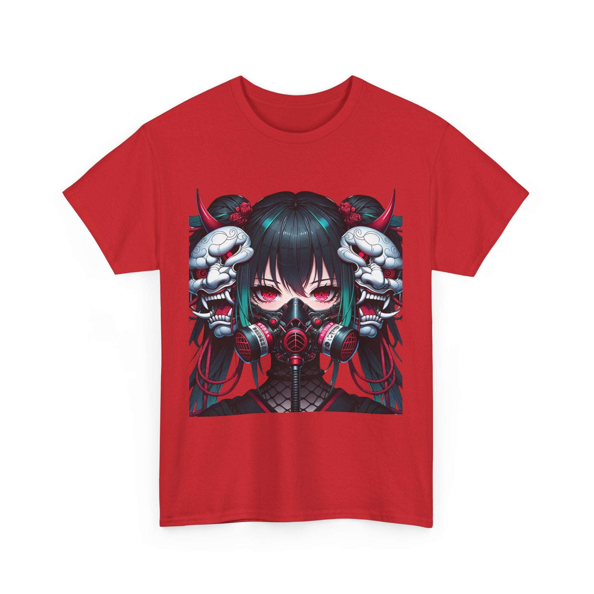 Anime Girl With Oni Mask Unisex Heavy Cotton Tee