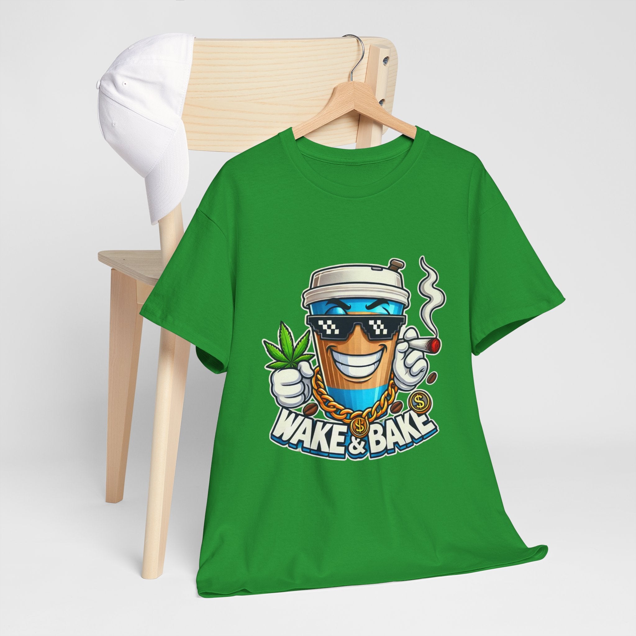 Wake & Bake Unisex Heavy Cotton Tee - Fun Cannabis Culture Shirt