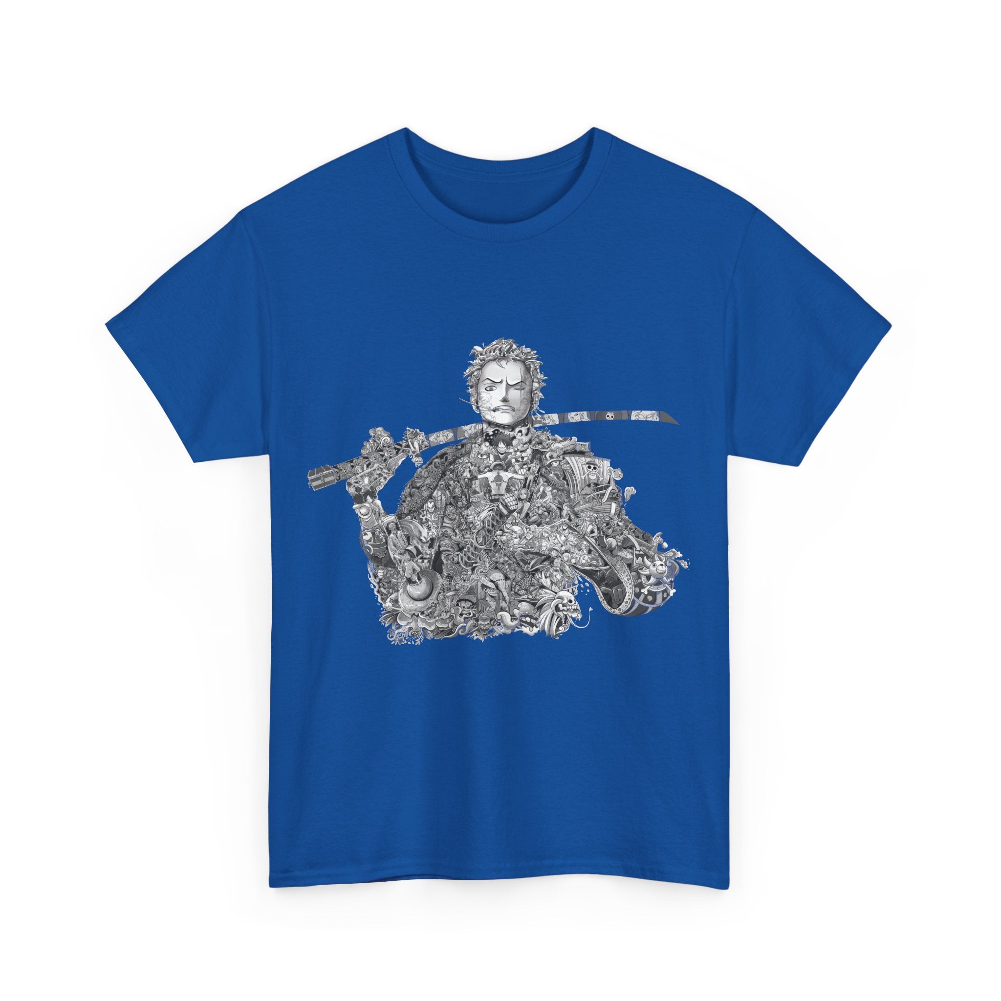 Unisex Heavy Cotton Tee - Artistic Samurai Design, Casual Streetwear for Anime Fans