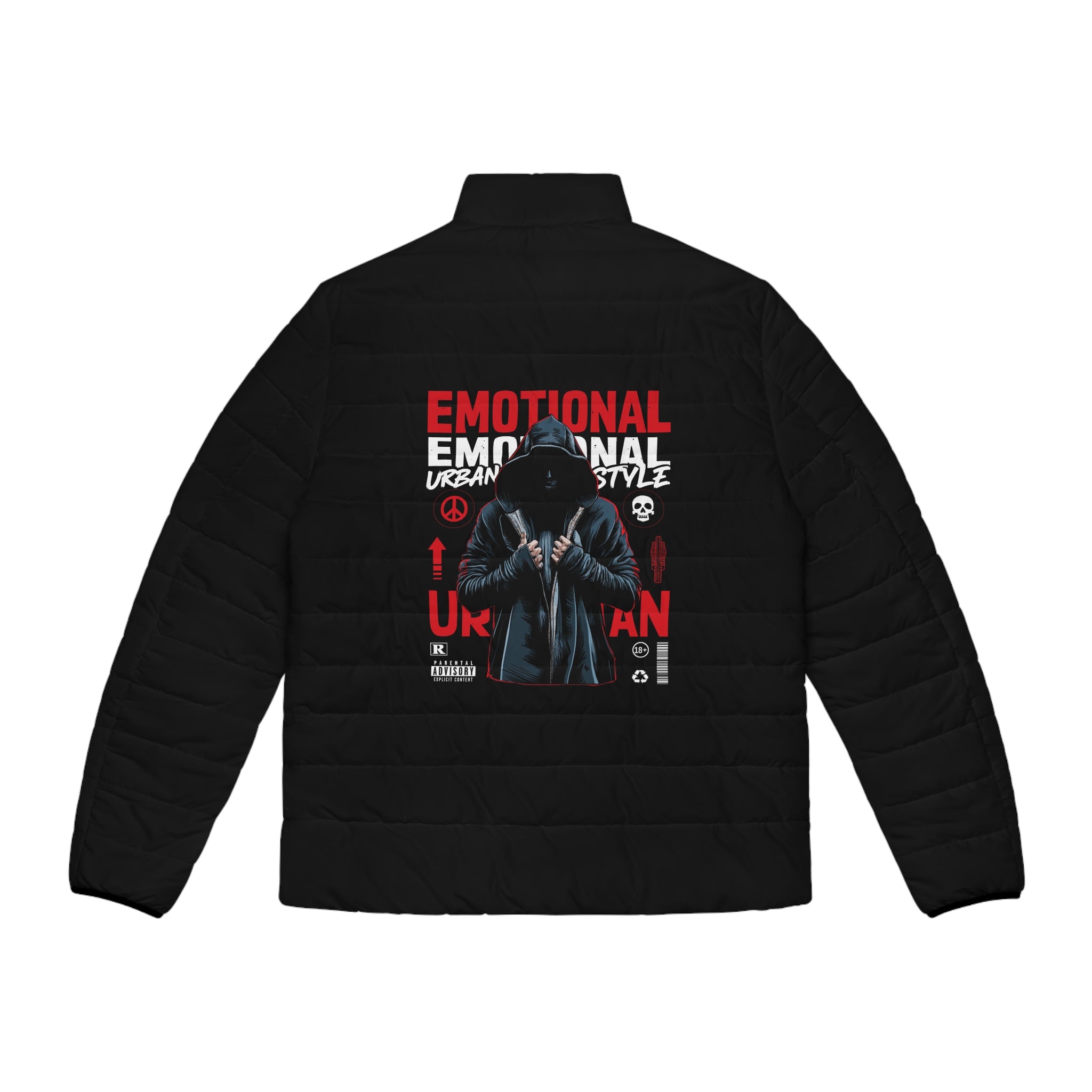Men's Urban Puffer Jacket - Emotional Style Graphic