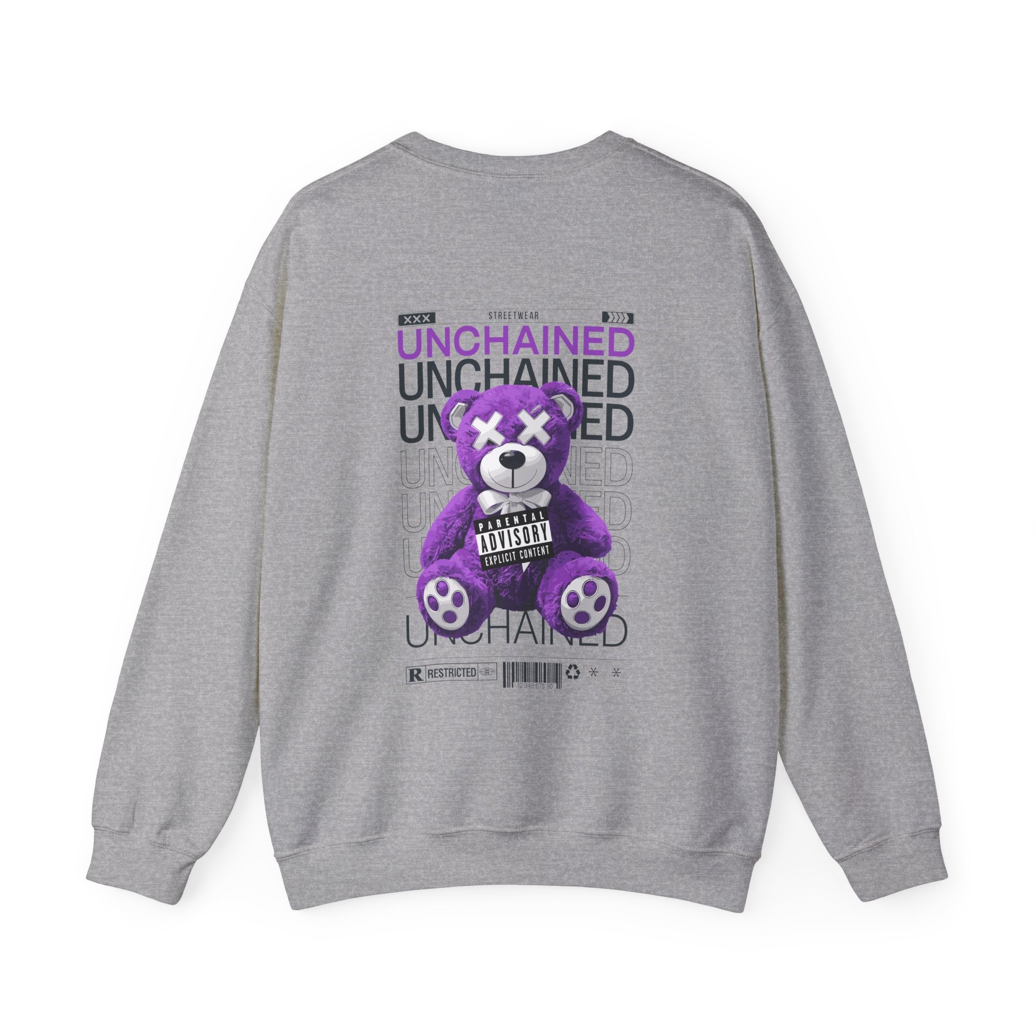 Unisex Heavy Blend™ Crewneck Sweatshirt - Purple Bear Graphic - Unique Streetwear Design