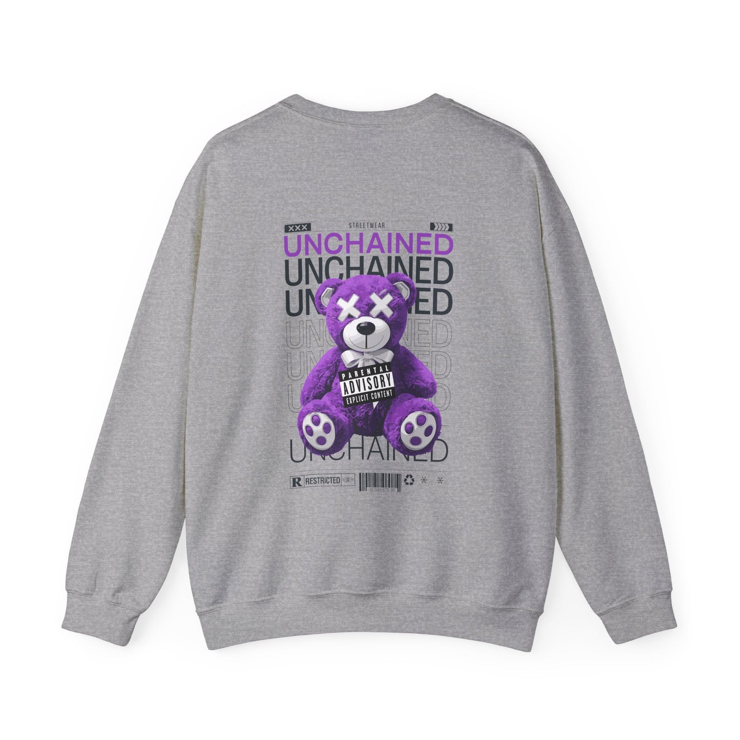 Unisex Heavy Blend™ Crewneck Sweatshirt - Purple Bear Graphic - Unique Streetwear Design
