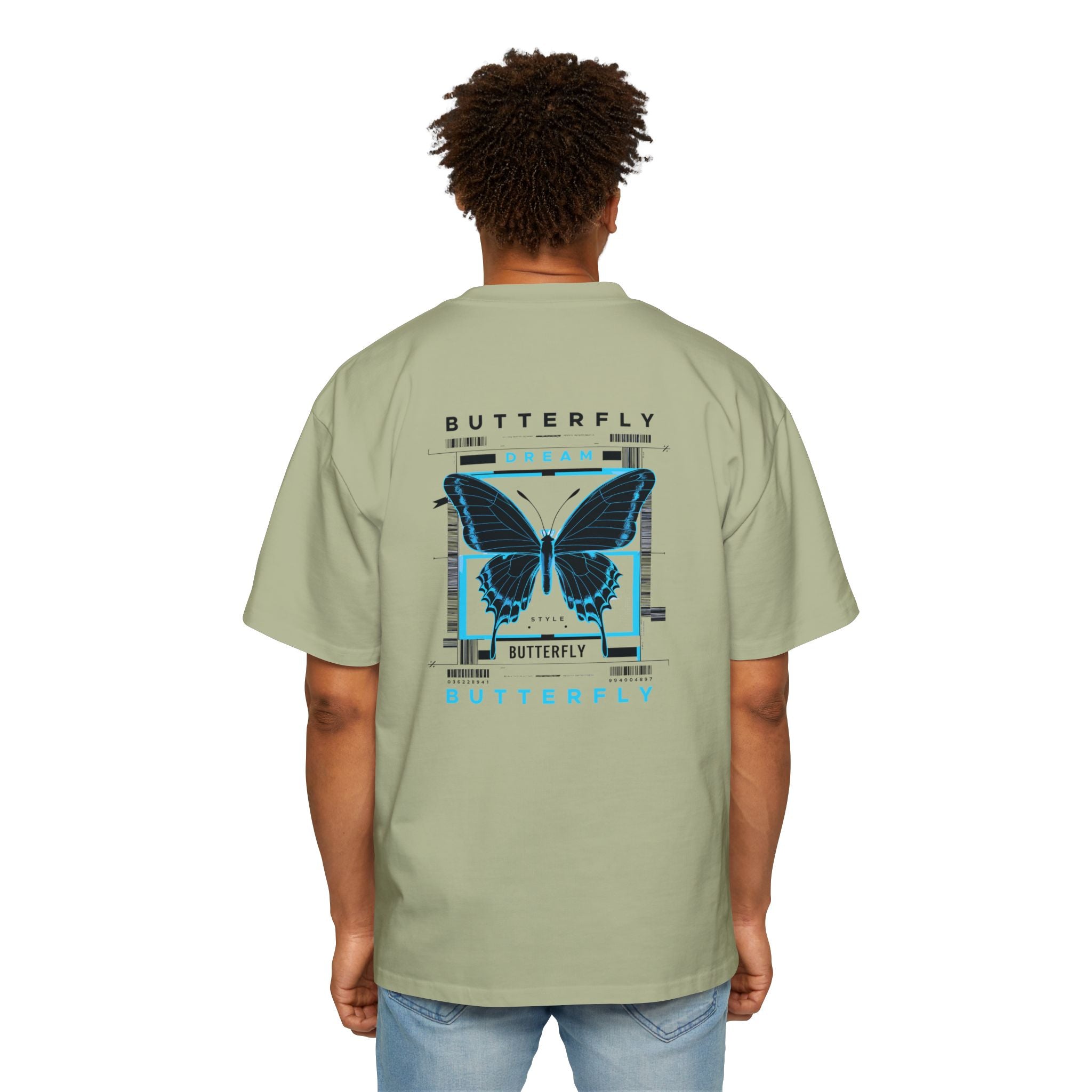 Dream Butterfly Heavy Oversized Tee - Artistic Graphic T-Shirt for Nature Lovers
