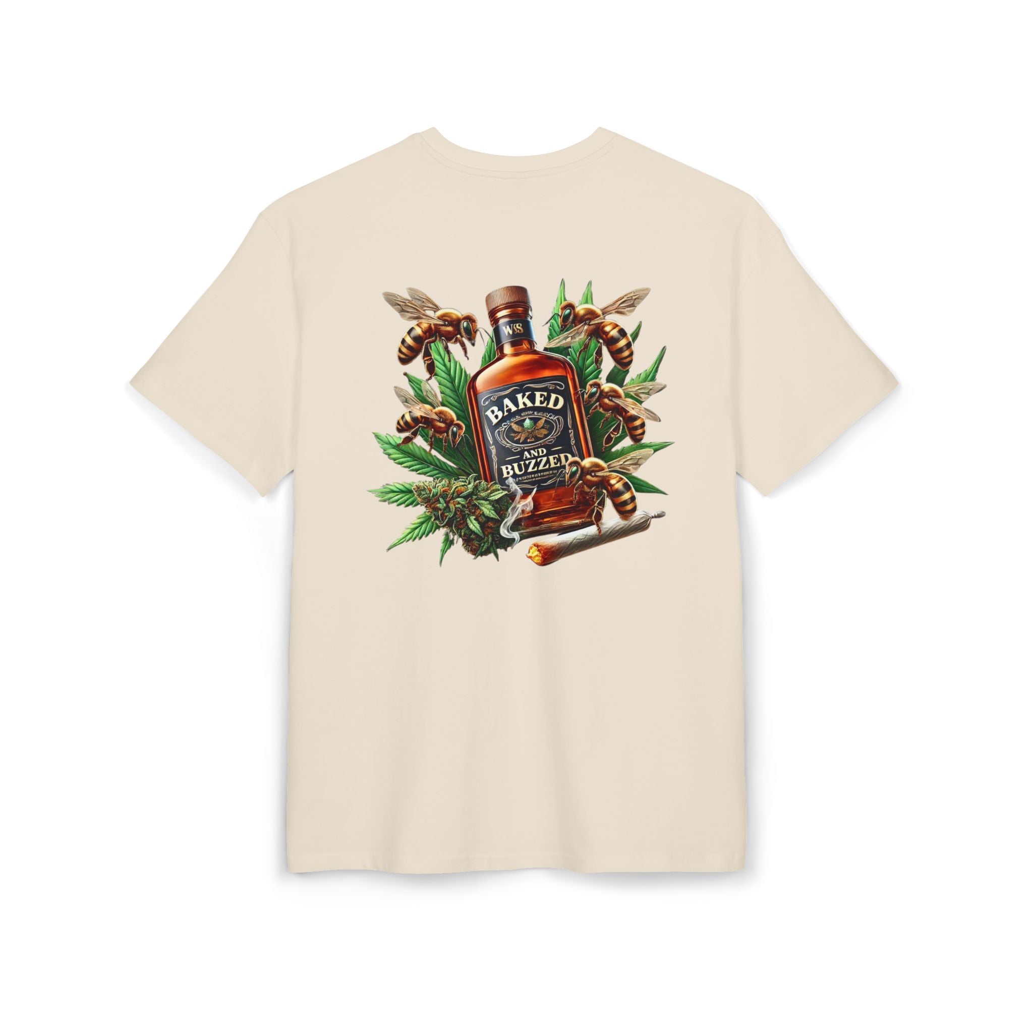 Baked And Buzzed Whiskey And Bees Unisex Heavy Oversize Tee