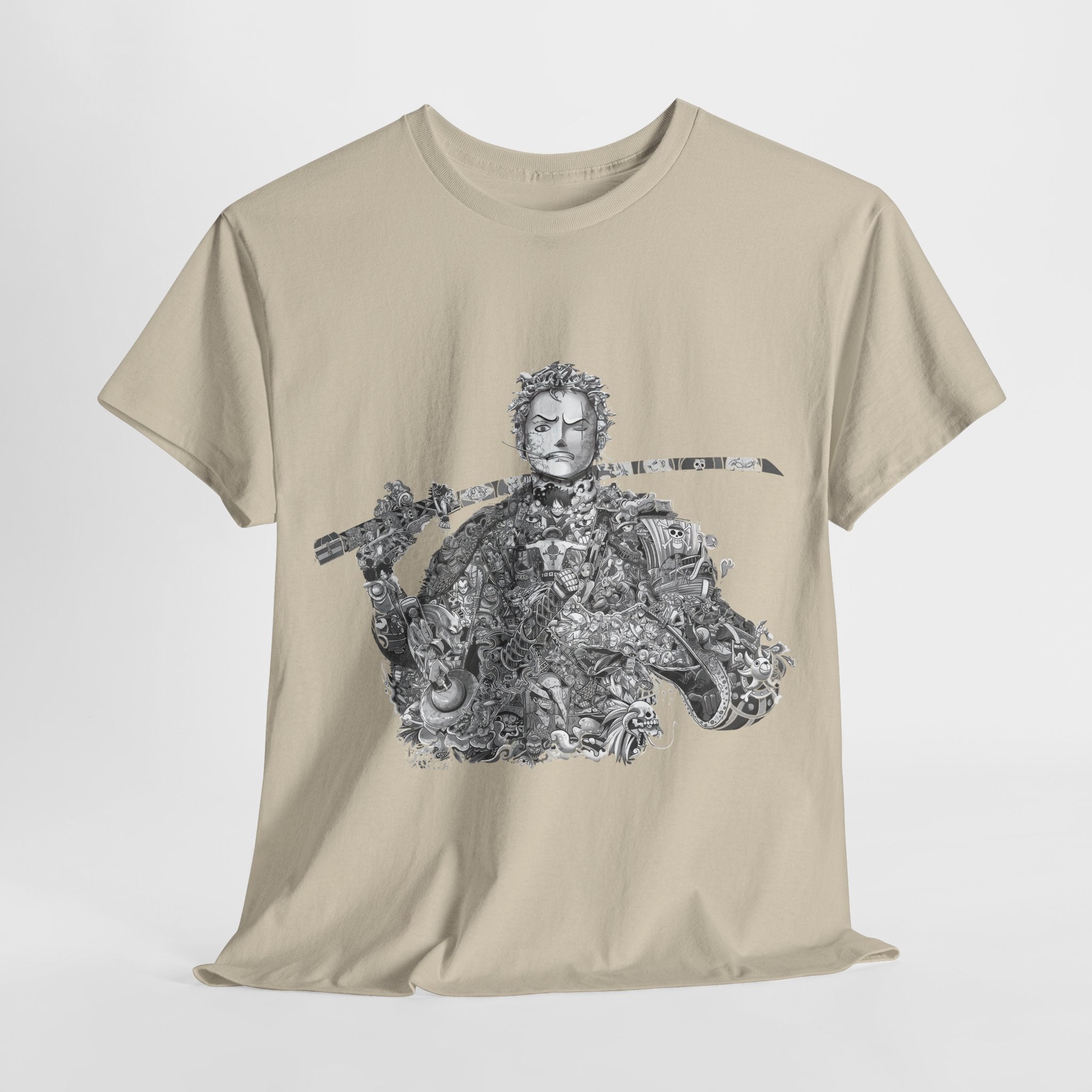 Unisex Heavy Cotton Tee - Artistic Samurai Design, Casual Streetwear for Anime Fans