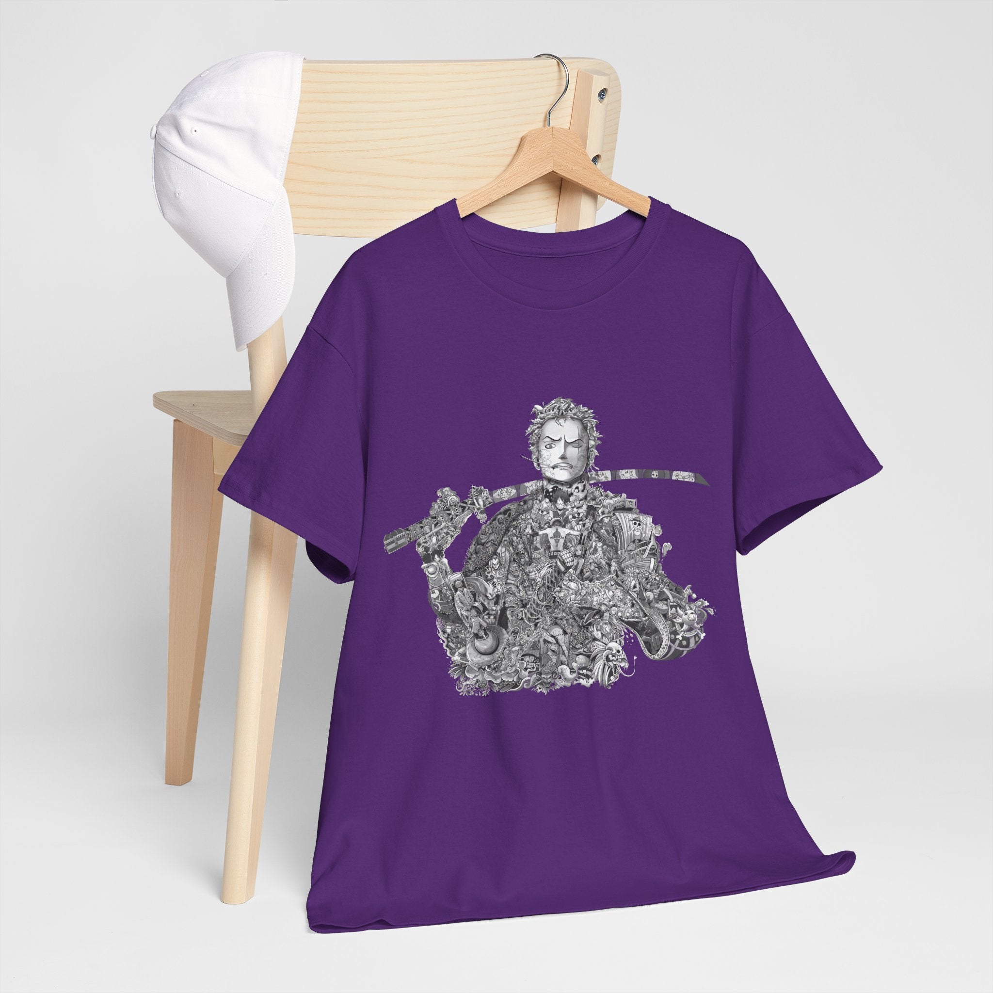 Unisex Heavy Cotton Tee - Artistic Samurai Design, Casual Streetwear for Anime Fans