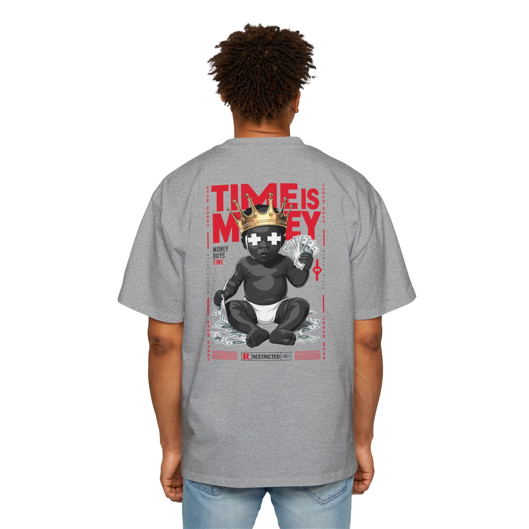 Heavy Oversized Tee - 'Time is Money' Graphic T-Shirt