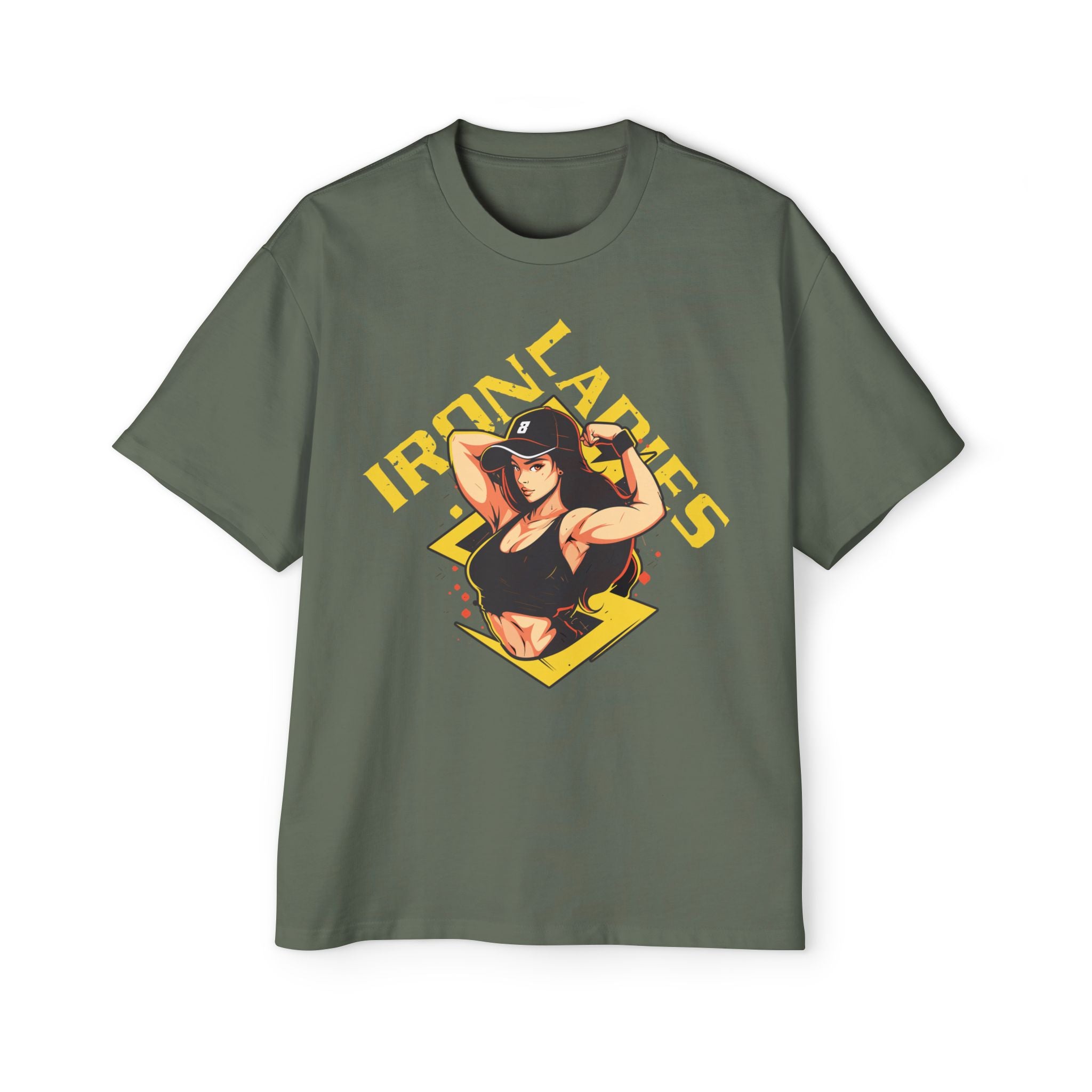 Iron Ladies Oversized Tee - Empowering Graphic Shirt for Fitness Enthusiasts