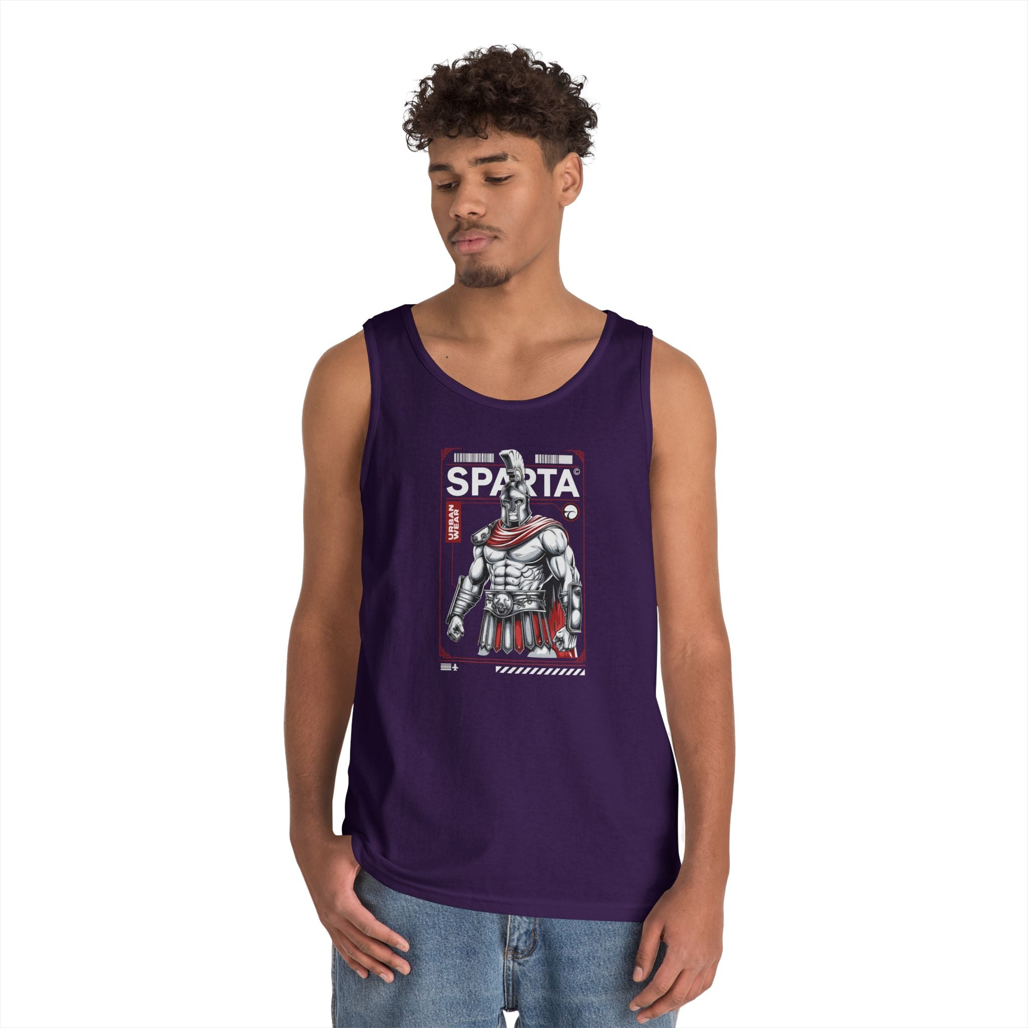 Sparta Warrior Unisex Heavy Cotton Tank Top - Bold Graphic Tee for Fitness & Casual Wear