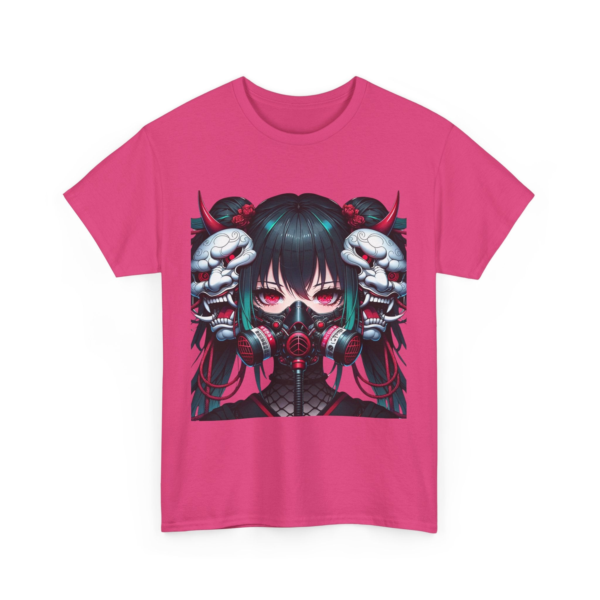 Anime Girl With Oni Mask Unisex Heavy Cotton Tee